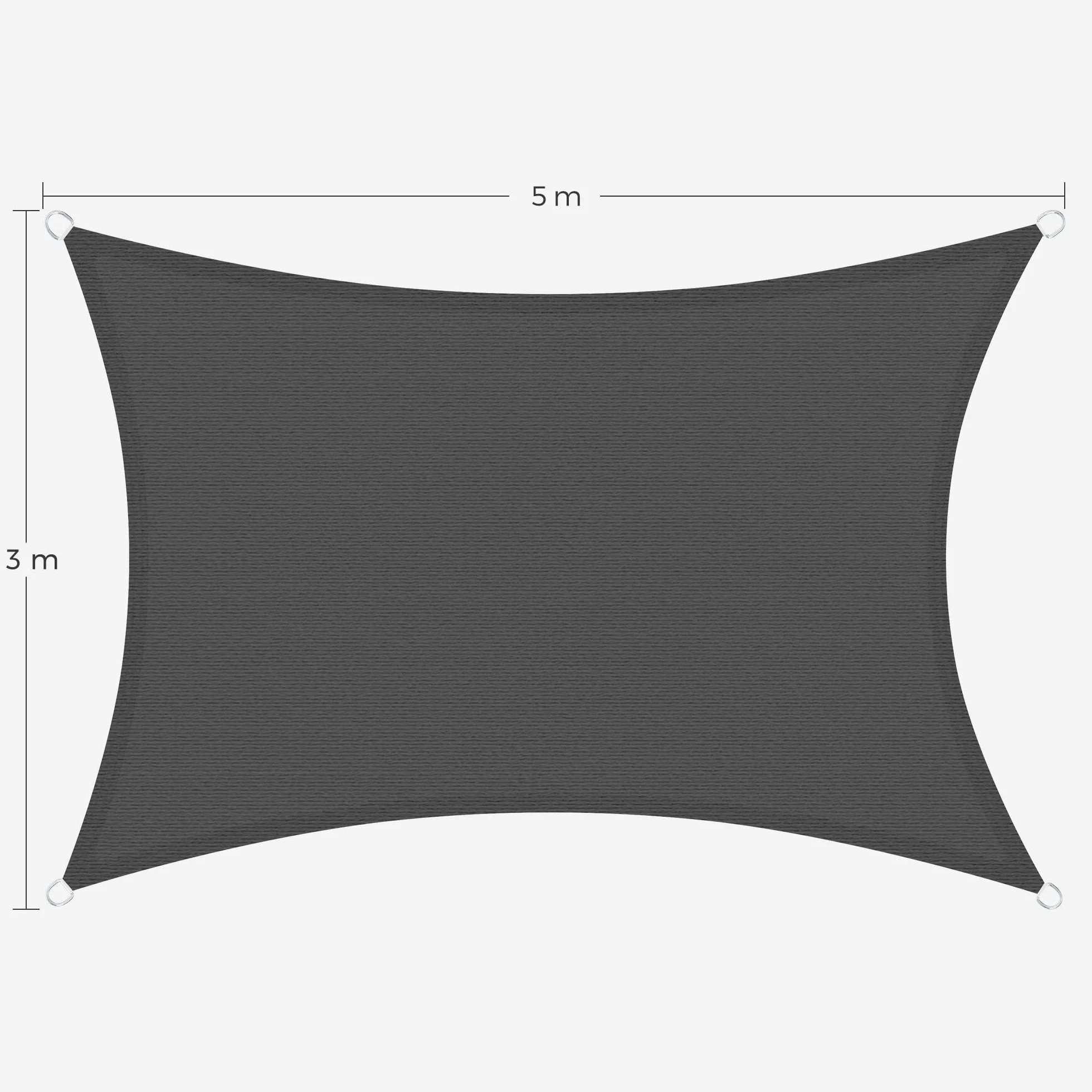 SONGMICS Żagiel przeciwsłoneczny 3 x 5 m HDPE prostokątny wklęsły na taras ogród balkon kemping