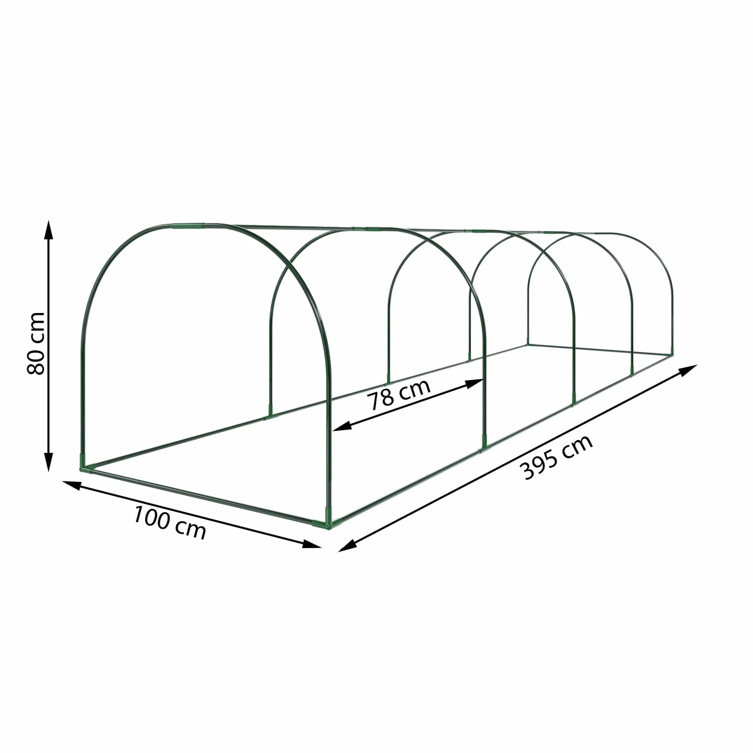 Stalowa szklarnia tunelowa 295x100x80 cm przezroczysta plandeka PCV z 3 drzwiami