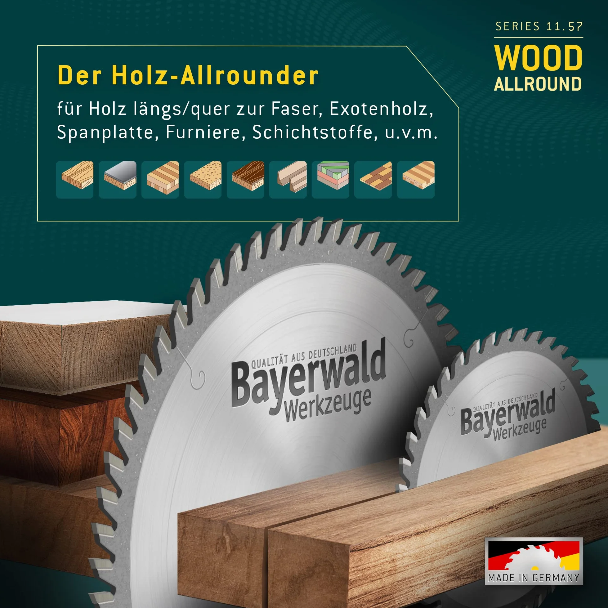 Bayerwald - HM brzeszczot do piły tarczowej - Ø 160 mm x 2,2 mm x 20 mm | ząb zmienny (28 zębów) | Otwory dodatkowe: TS 55 + TSC 55 + ATF 55 + AP 55 | mała szerokość cięcia, idealna do piły tarczowej akumulatorowej