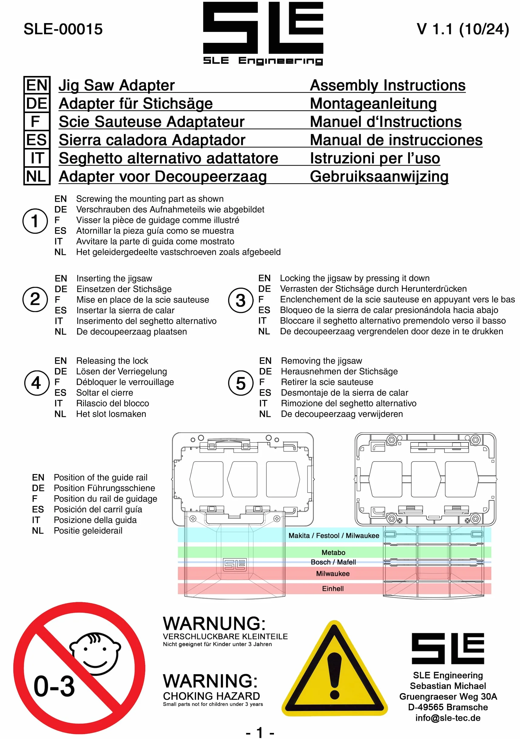 SLE profesjonalny adapter prowadnicy do Bosch GST 12V-70 adapter do wyrzynarki Makita/Festool/Bosch/Mafell/Einhell/Milwaukee/Metabo