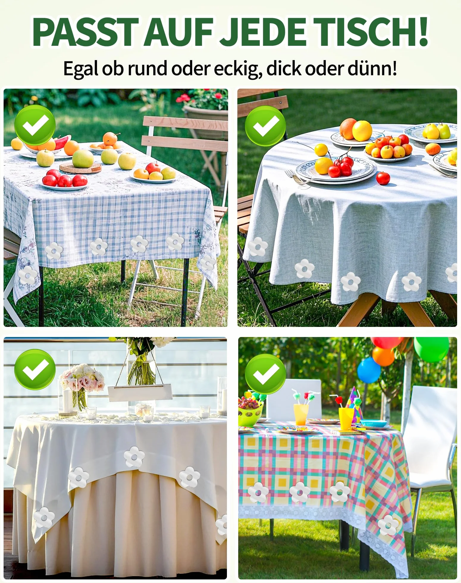 Magnetyczne obciążniki do obrusów ze stali nierdzewnej 8 sztuk