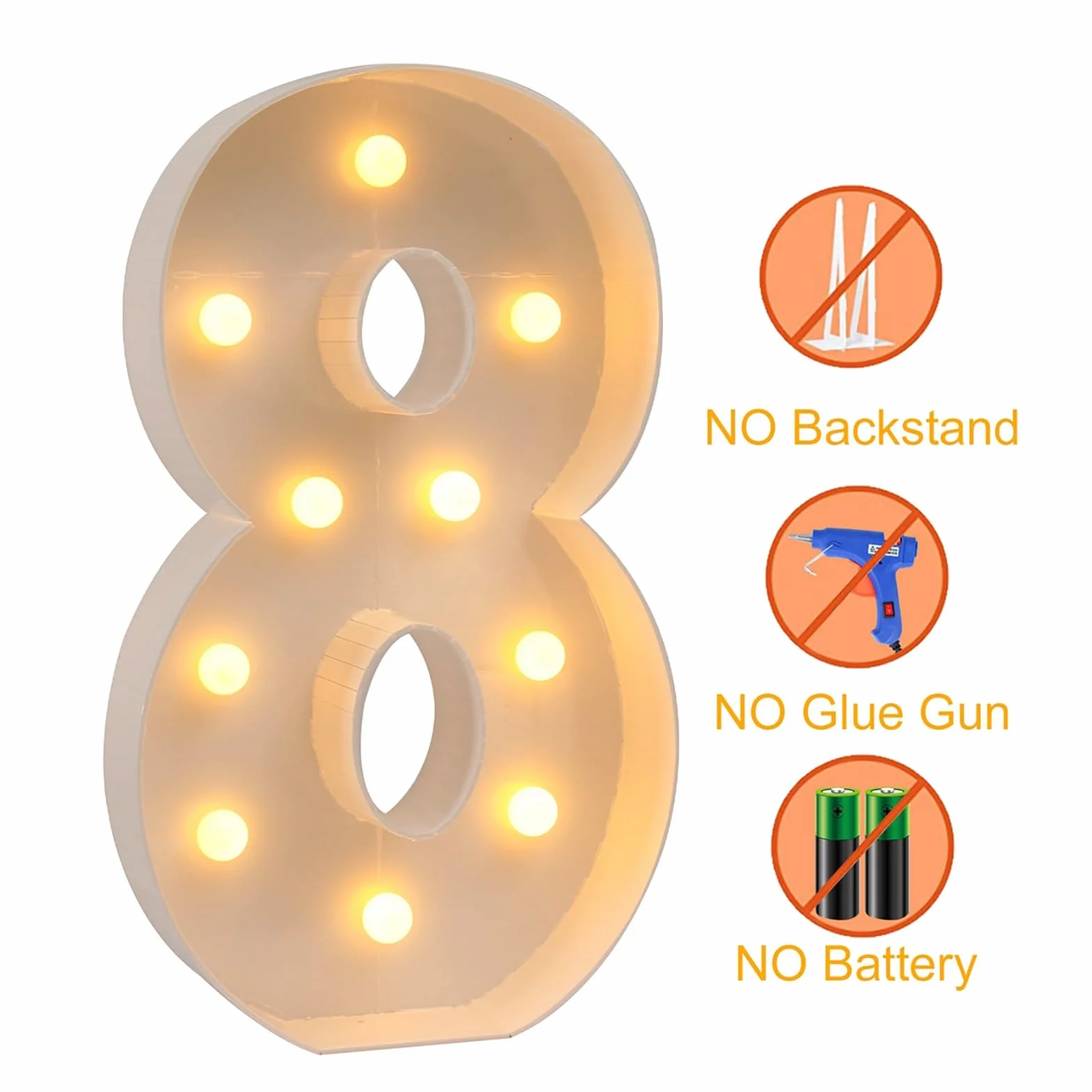 Podświetlane cyfry LED 18,70 cm / 100 cm / 120 cm Numer Znak świetlny Namiot Impreza urodzinowa w domu, Litery i cyfry na baterie, Lampki nocne na przyjęcie domowe Ślub, Urodziny, rocznica (Material