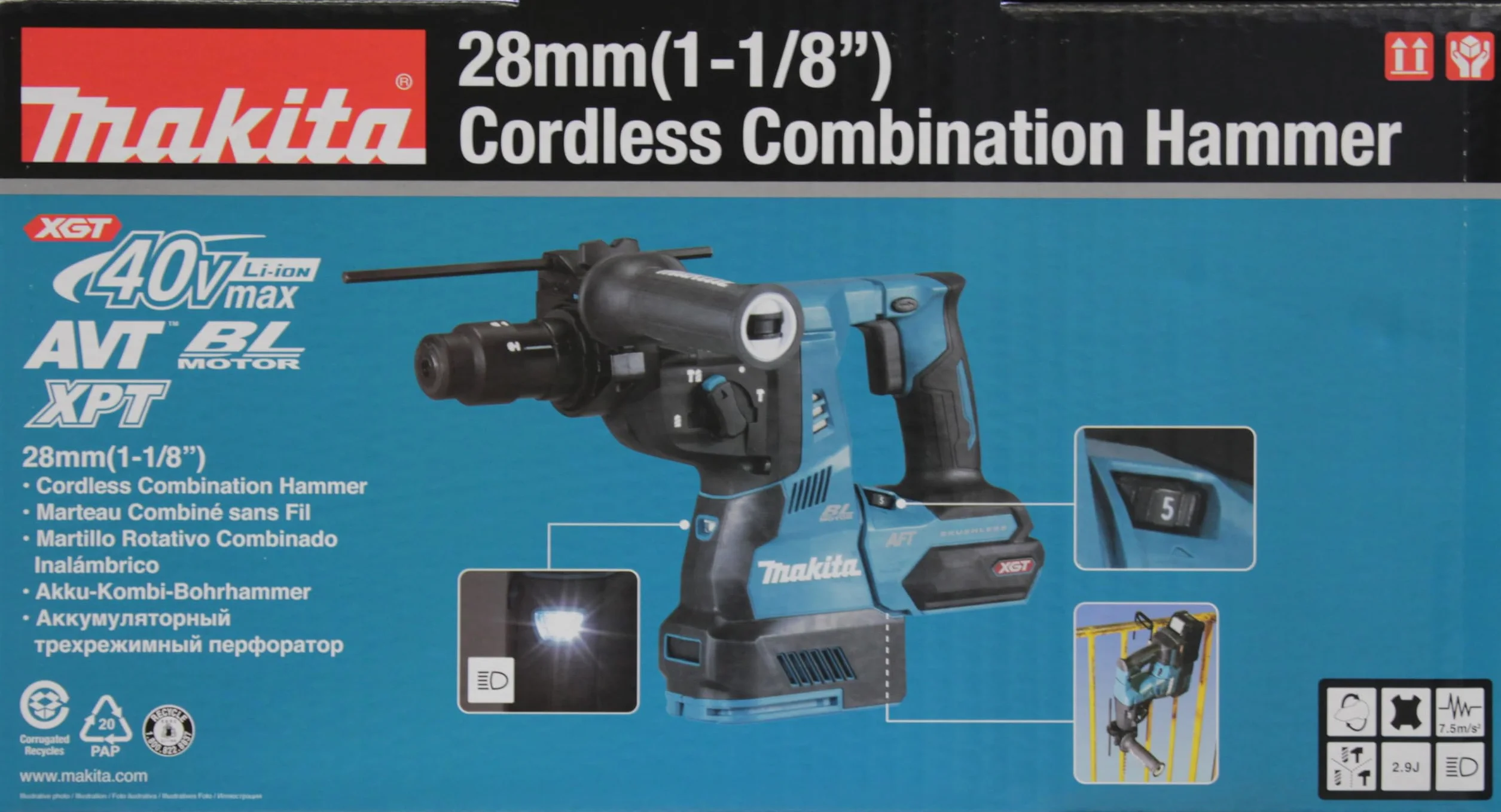 Makita HR004GZ 40V Max litowo-jonowy XGT bezszczotkowy młot obrotowy – baterie i ładowarka nie wchodzą w zakres dostawy