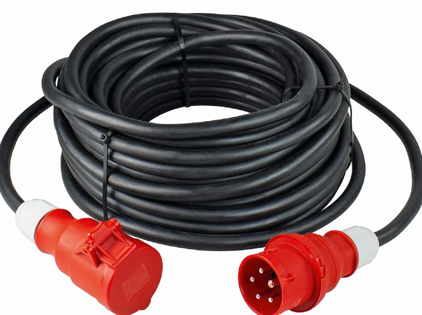 Schwabe Starkstromverlängerung 400 V 32 A CEE-Stecker CEE-Kupplung IP44 50 m Verlängerungsleitung 5-polig Schwarz