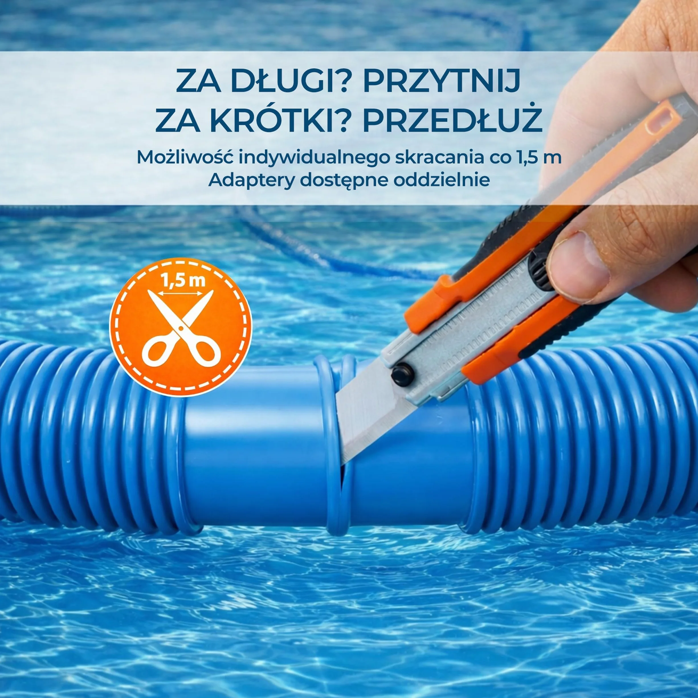 Amapool Wąż basenowy 38mm 9m niebieski – Elastyczny rozłączny do pompy skimmera filtra piaskowego