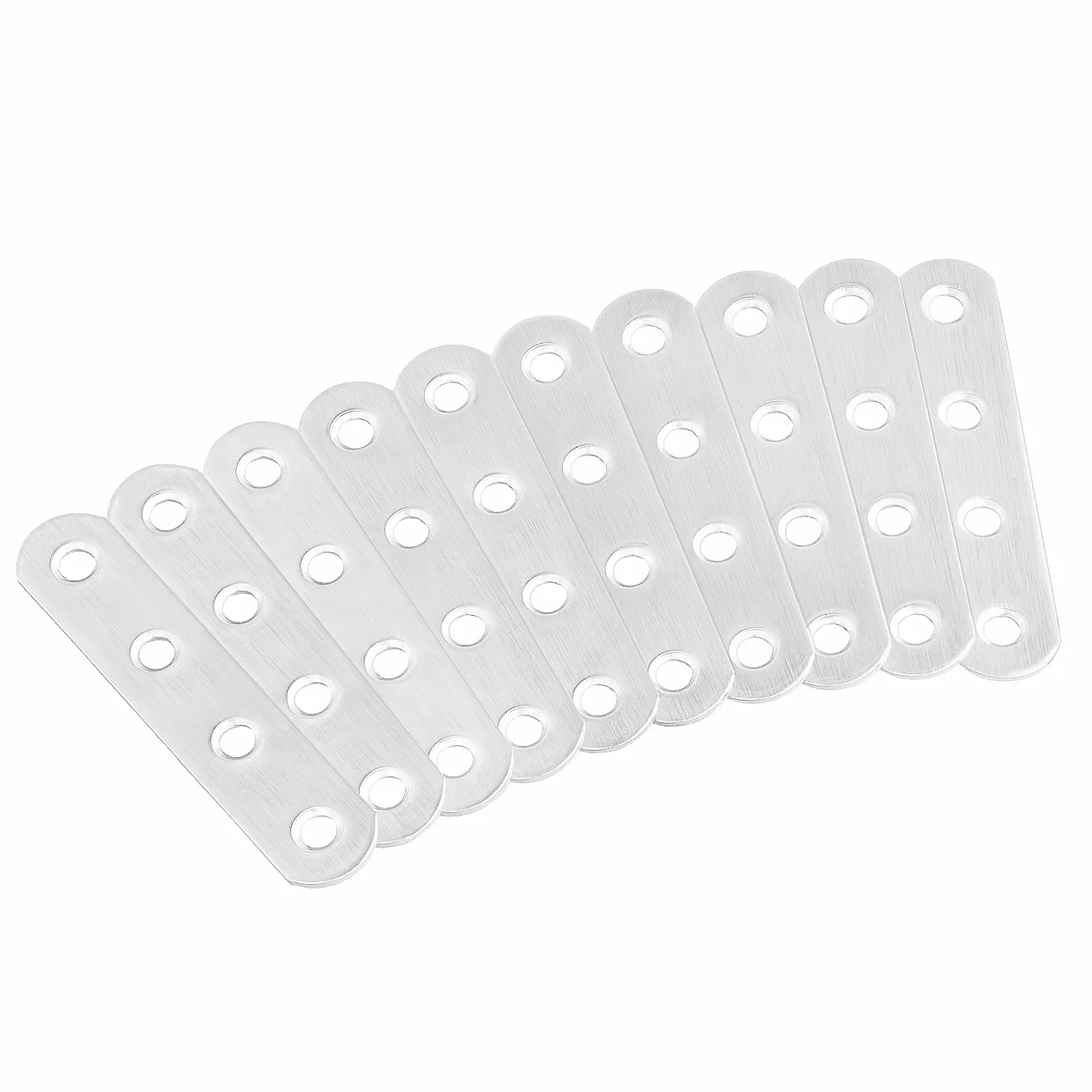 QWORK Płyta Perforowana ze Stali Nierdzewnej, Wspornik Płaski Metalowy i Drewniany, Płaskie Wsporniki Narożne z 40 Śrubami Montażowymi, 77mm, Opakowanie 10 Szt.