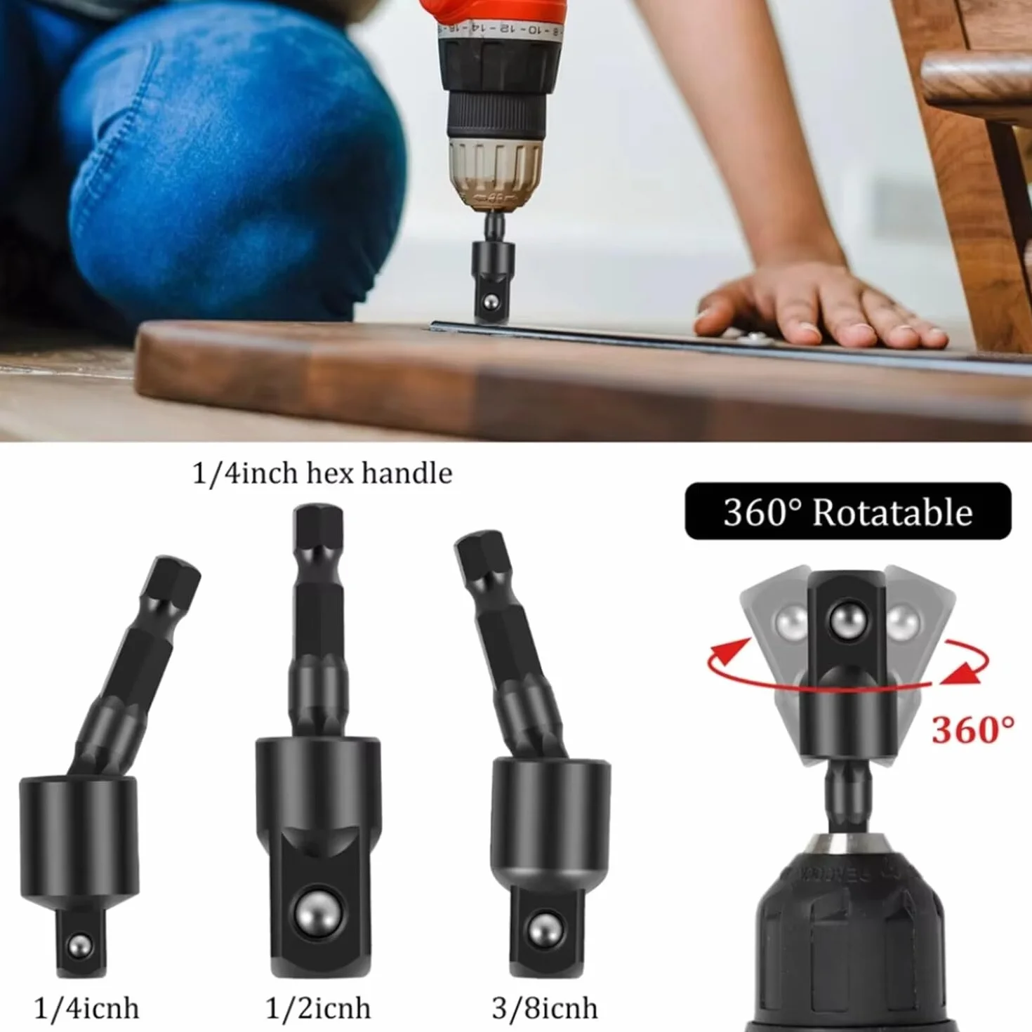 VIDOO Zestaw Przedłużek Elastycznych do Wiertarki 31szt Adapter Kątowy Hex