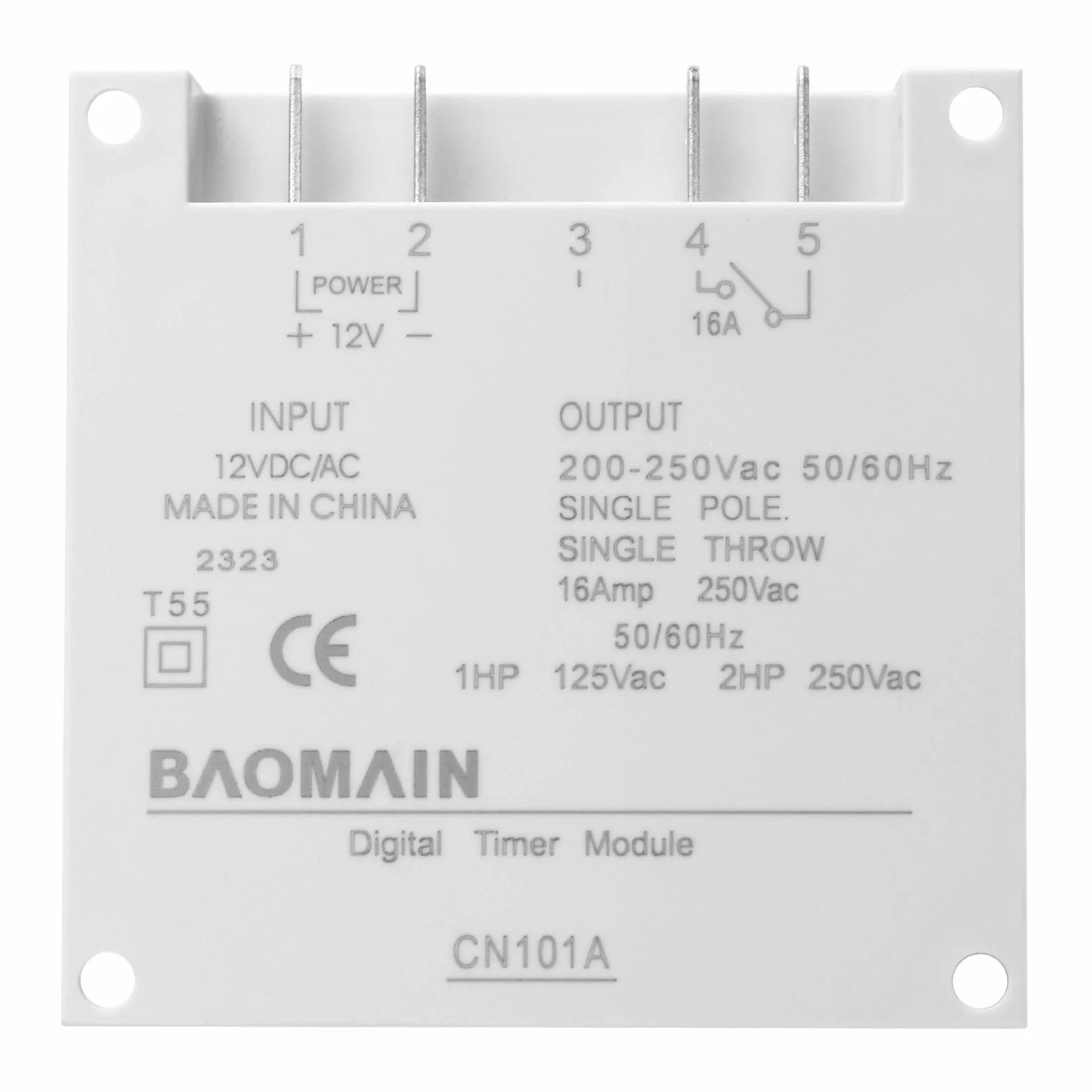 Baomain CN101A Programowalny przekaźnik czasowy, wejście 12 V DC/AC, wyjście 200-250 V 16 A, wyświetlacz LCD, codzienne/tygodniowe