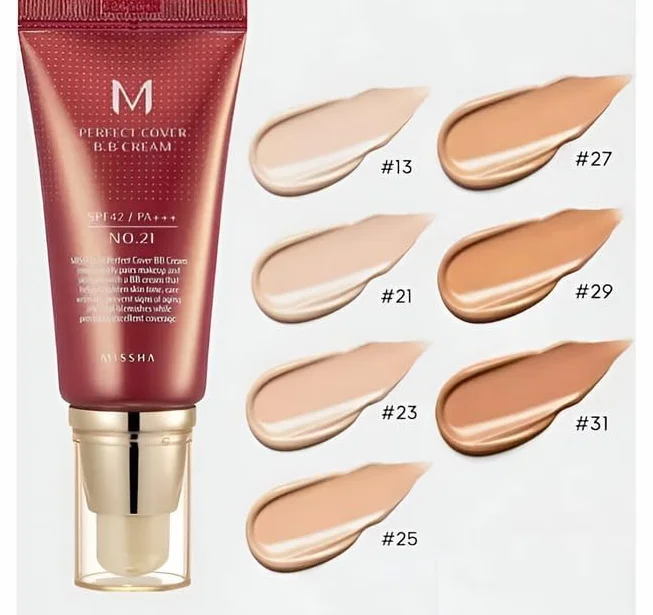 MISSHA - Perfect Cover BB Cream 20ml | Odcień #13 Jasnobeżowy | Idealna okładka | SPF 42 PA+++ | Ochrona przeciwsłoneczna, wielokolorowa, 10g