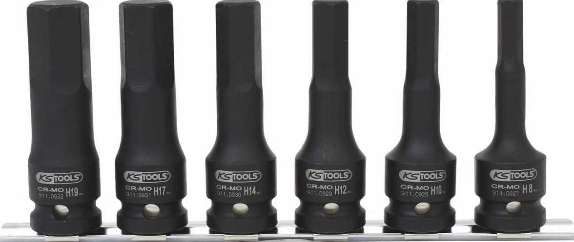 KS Tools 515.1104 1/2" Zestaw udarowych gniazd bitów, długie, 6-szt