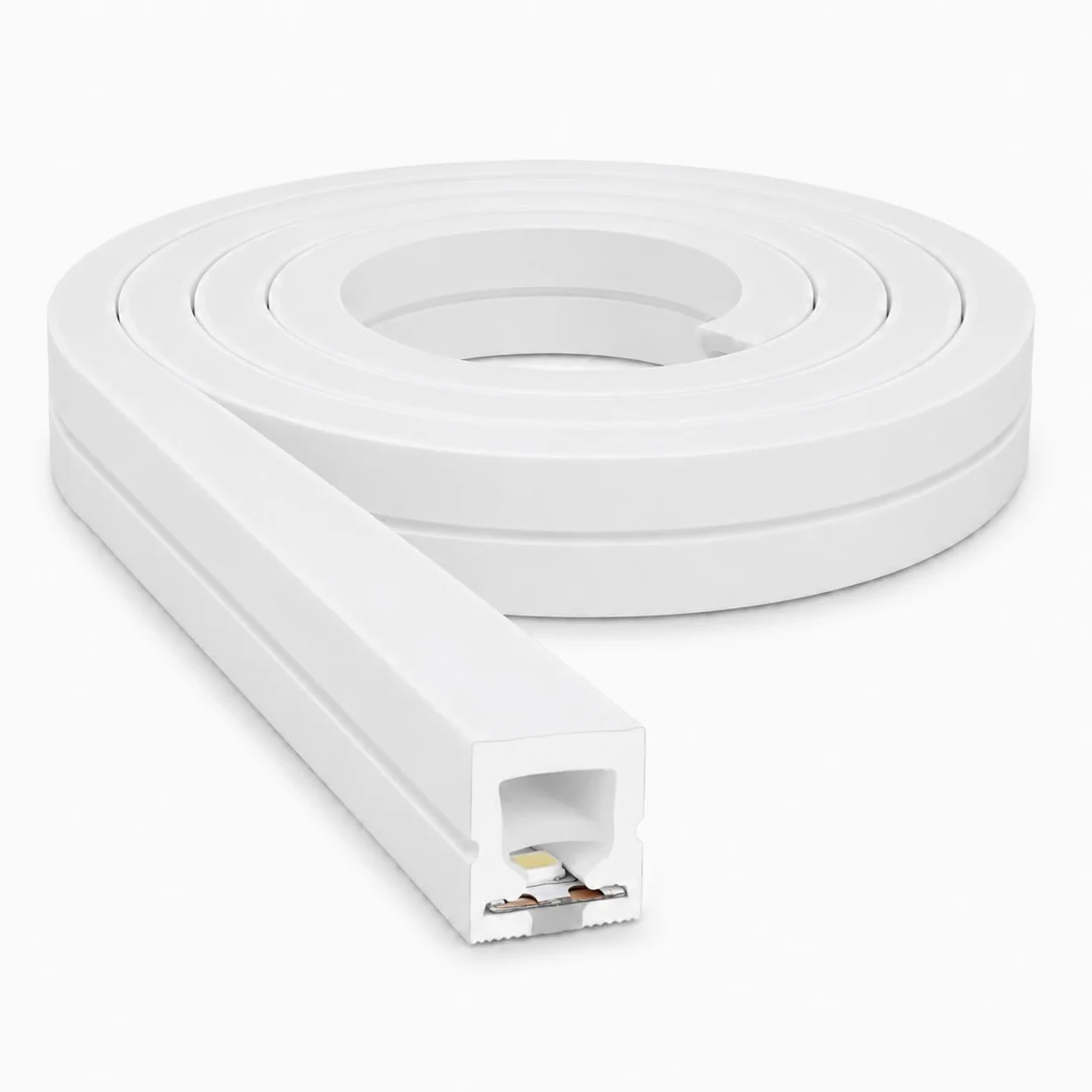 Liść | LumaFlex 1010 LED profil silikonowy Freecut taśma świetlna 5 m, ciepła biel 3000 K, 12 V DC, 696 lm/m, 10 x 10 mm, możliwość ściemniania, IP65, cielę do oświetlenia mebli