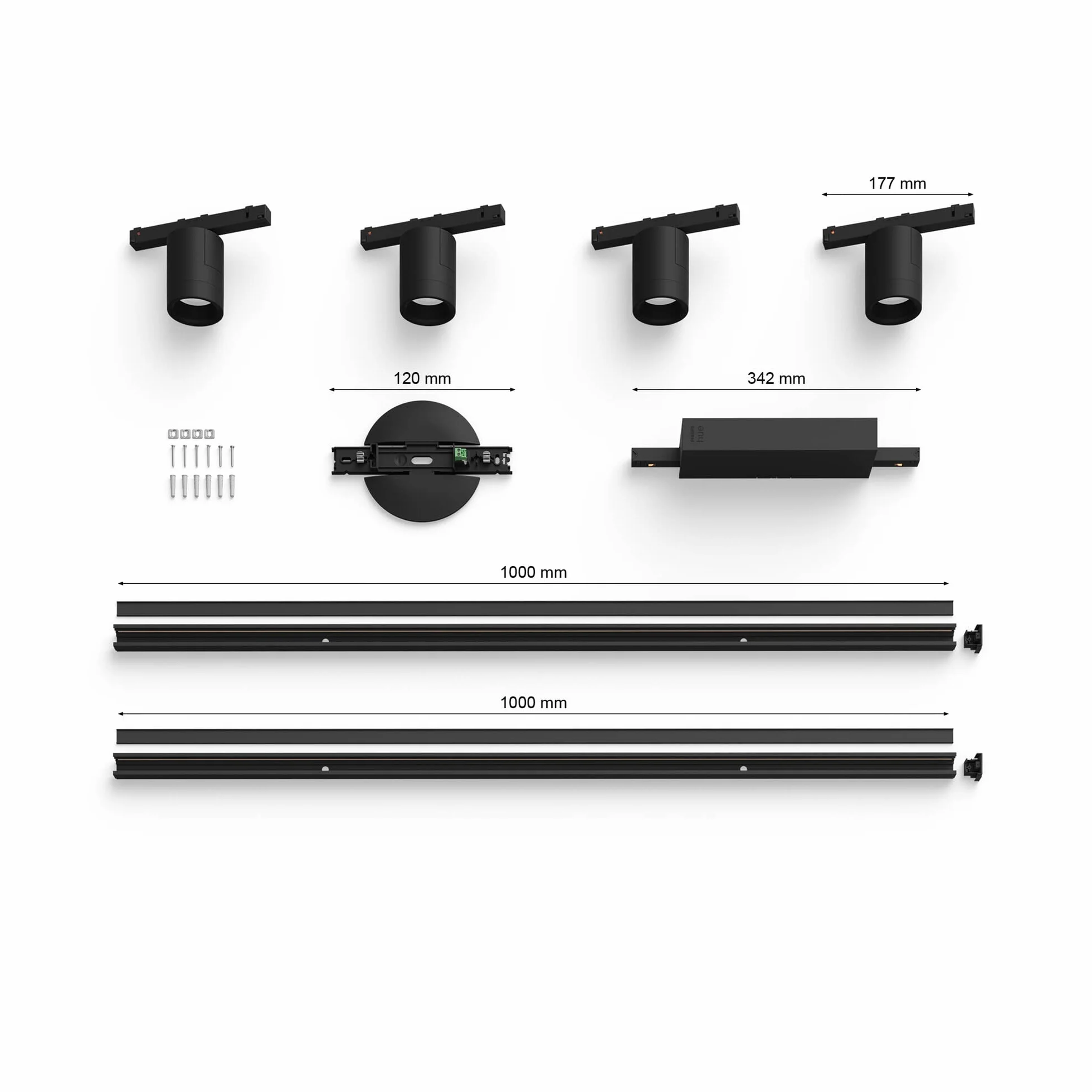 Philips Hue Zestaw bazowy Perfio (sufitowy) + 4x Reflektor Perifo (czarny)