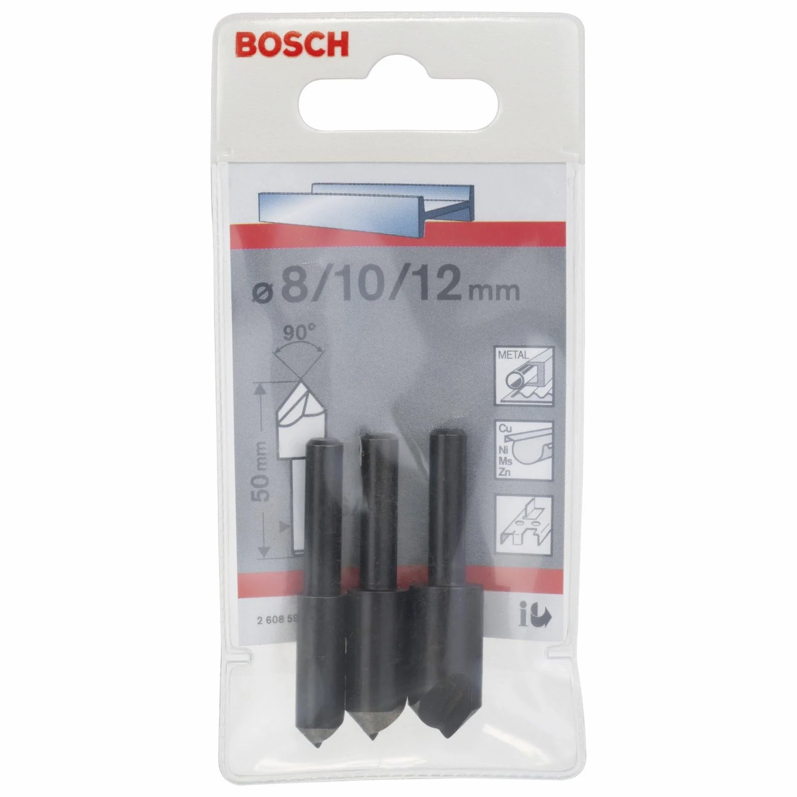 Bosch Profesional 3-częściowy zestaw pogłębiaczy stożkowych 50 mm / 6-8 mm / 8; 10; 12 mm