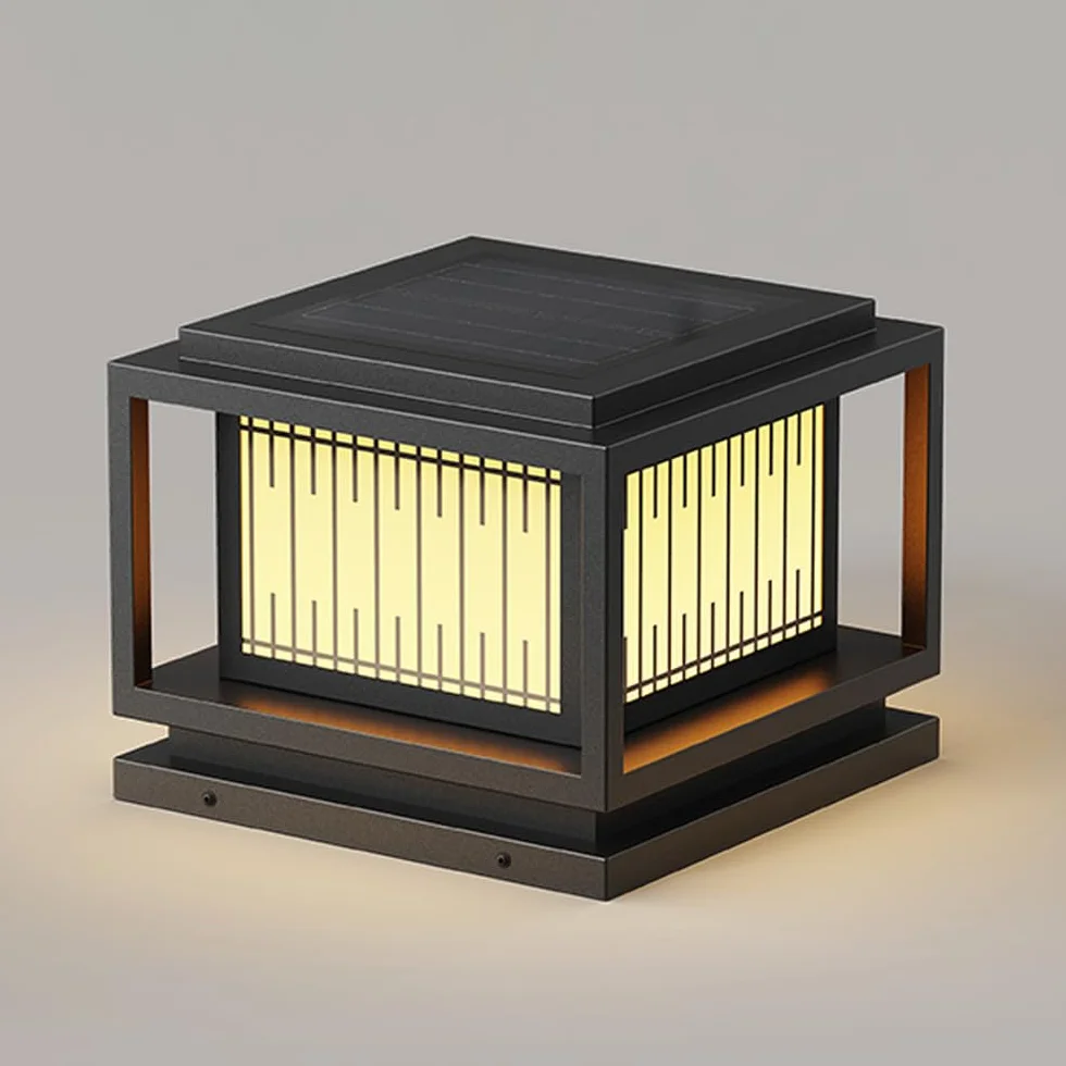 Solarne lampy słupkowe, na zewnątrz, czarna lampa solarna z pilotem, wodoodporna, antykorozyjna, słupek do ogrodzenia, tarasu, ogrodu, ścieżki, skrzynki pocztowej