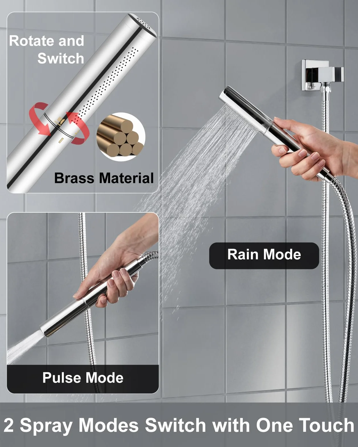 Systemy prysznicowe Bateria wannowa i prysznicowa Combo Polish Chrome 25 cm montaż ścienny deszczownica głowica prysznicowa z prysznicem ręcznym 2 w 1 i wylewką do wanny wodospadowej gruboziarnisty