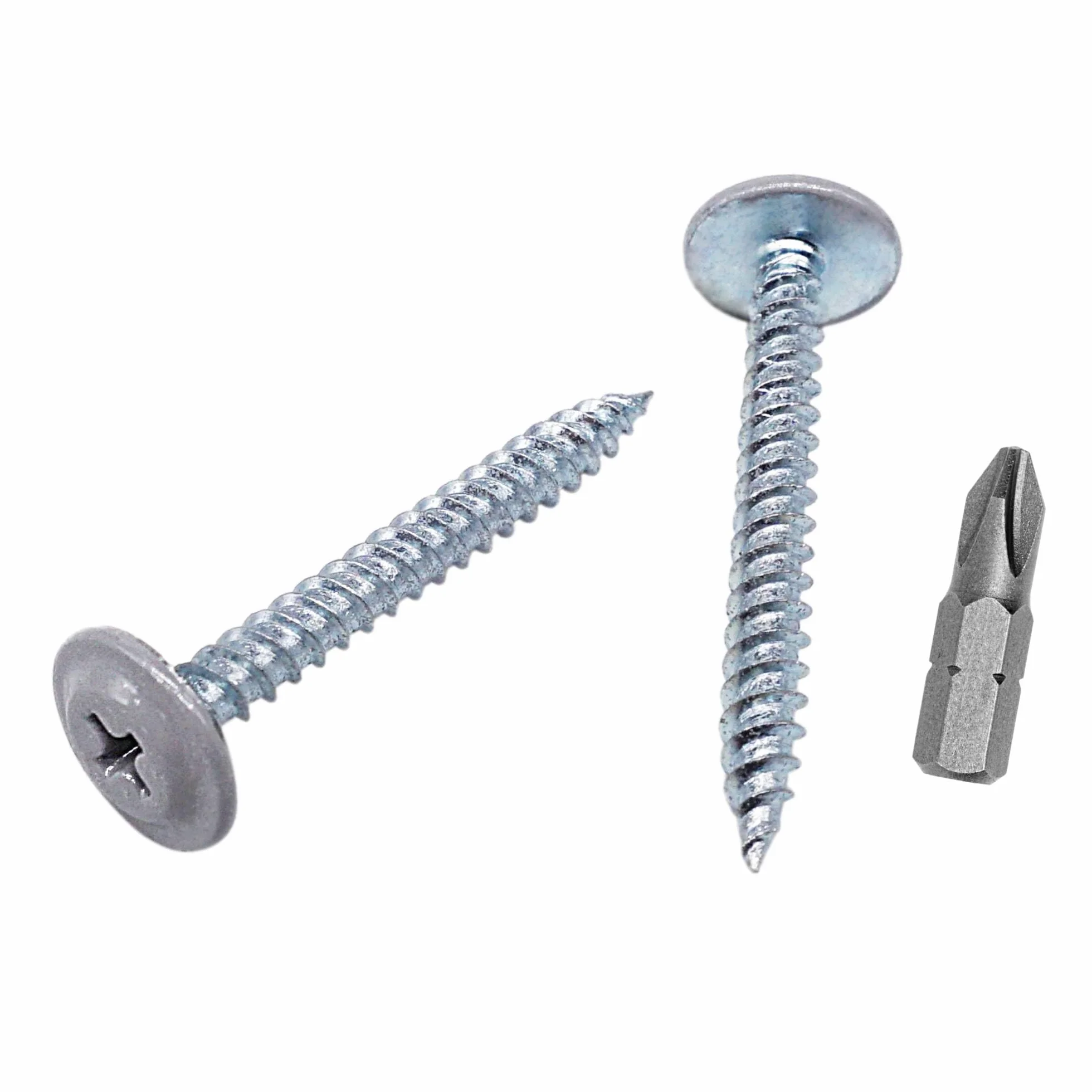 SKIR'CO (50 szt.) Malowane wkręty samogwintujące do drewna 4,2 x 38 mm, wkręt metalowy, łeb kratownicowy o zmodyfikowanym PH (białe aluminium 9006)