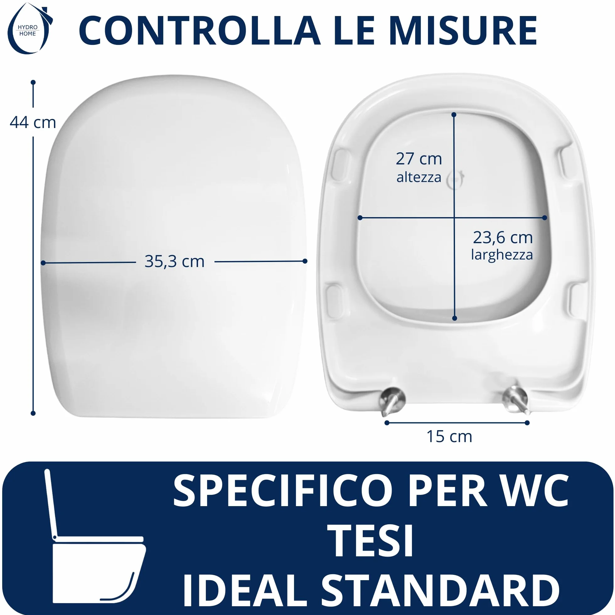 Ideal Standard Teza Jako Oryginalny , Termoutwardzalny Plastikowy Tablet Wc Z Stałymi Zawiasami Ze Stałymi Nierdzewną, Oś Wc Kolor Biały MADE we Włoszech