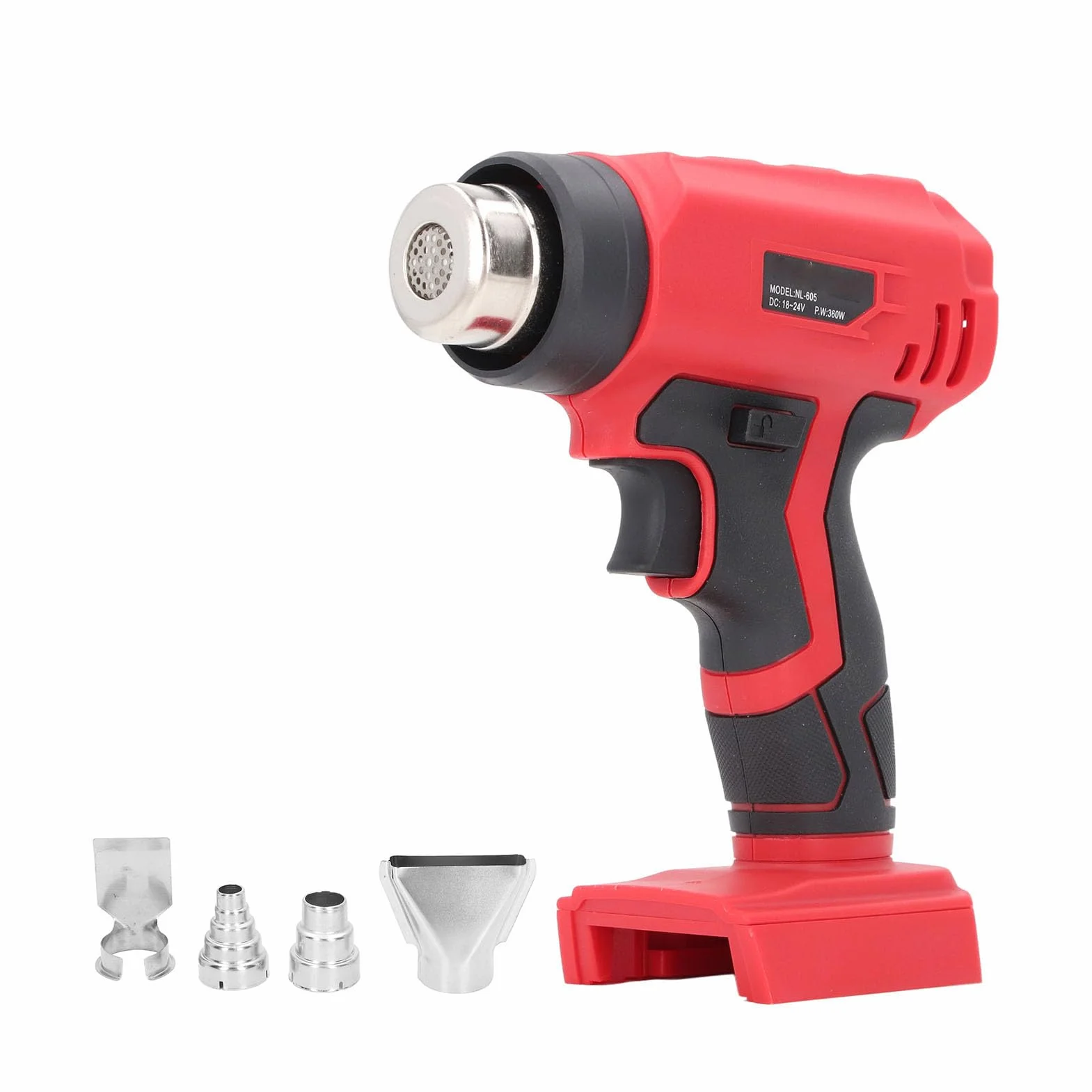 Hyuduo Bezprzewodowa Opalarka ABS Opalarka na gorącą wiatrówkę ze Stali Nierdzewnej 360 W 752F z 4 Dyszami do Rurek Termokurczliwych i Majsterkowania do Baterii Litowej 18 V 48 11 1811