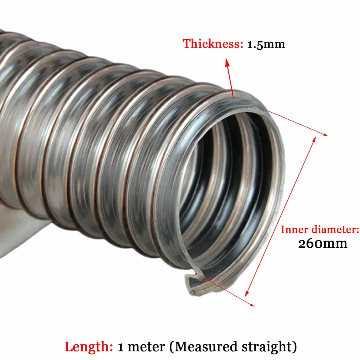 Przezroczysta rura z poliuretanu, Wąż poliuretanowy PU 1,5 mm Drut stalowy pokryty miedzią Przezroczysty m ID 200-300(Inner diameter: 260mm)
