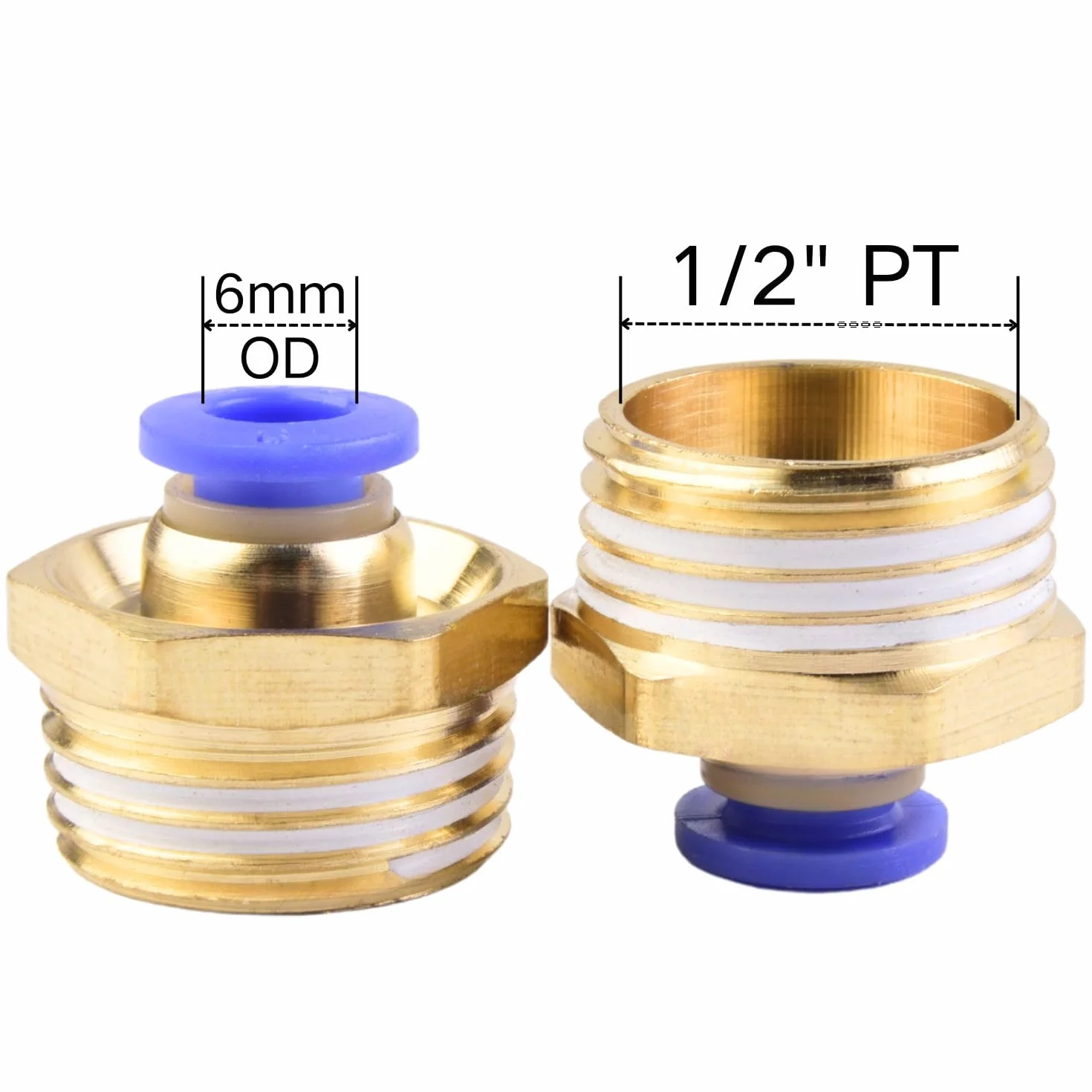 4 sztuki 6 mm 1/2 ''PT gwint zewnętrzny prosty Push to Connect Fittings wąż wtykowy pneumatyczny szybkozłączka