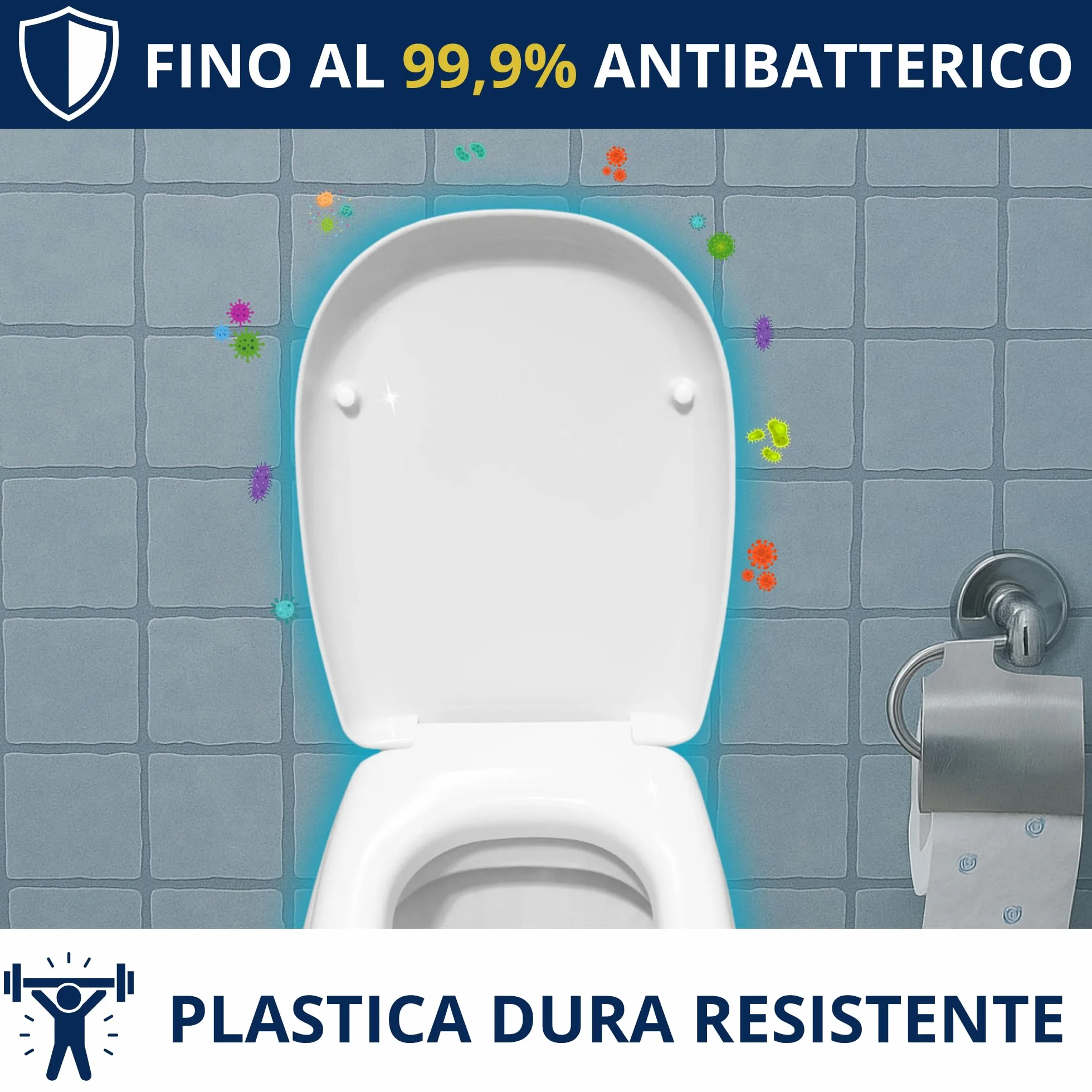 Ideal Standard Teza Jako Oryginalny , Termoutwardzalny Plastikowy Tablet Wc Z Stałymi Zawiasami Ze Stałymi Nierdzewną, Oś Wc Kolor Biały MADE we Włoszech