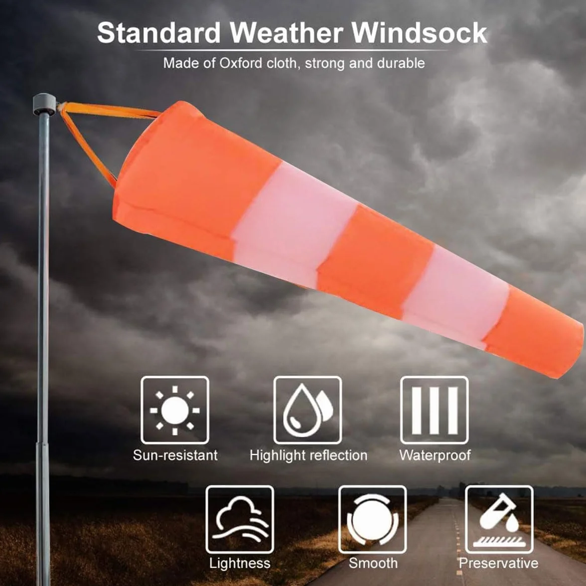 Wodoodporny Rękaw Wiatrowy Fluorescencyjny Wysoka Widoczność Meteorologiczny 1.0m