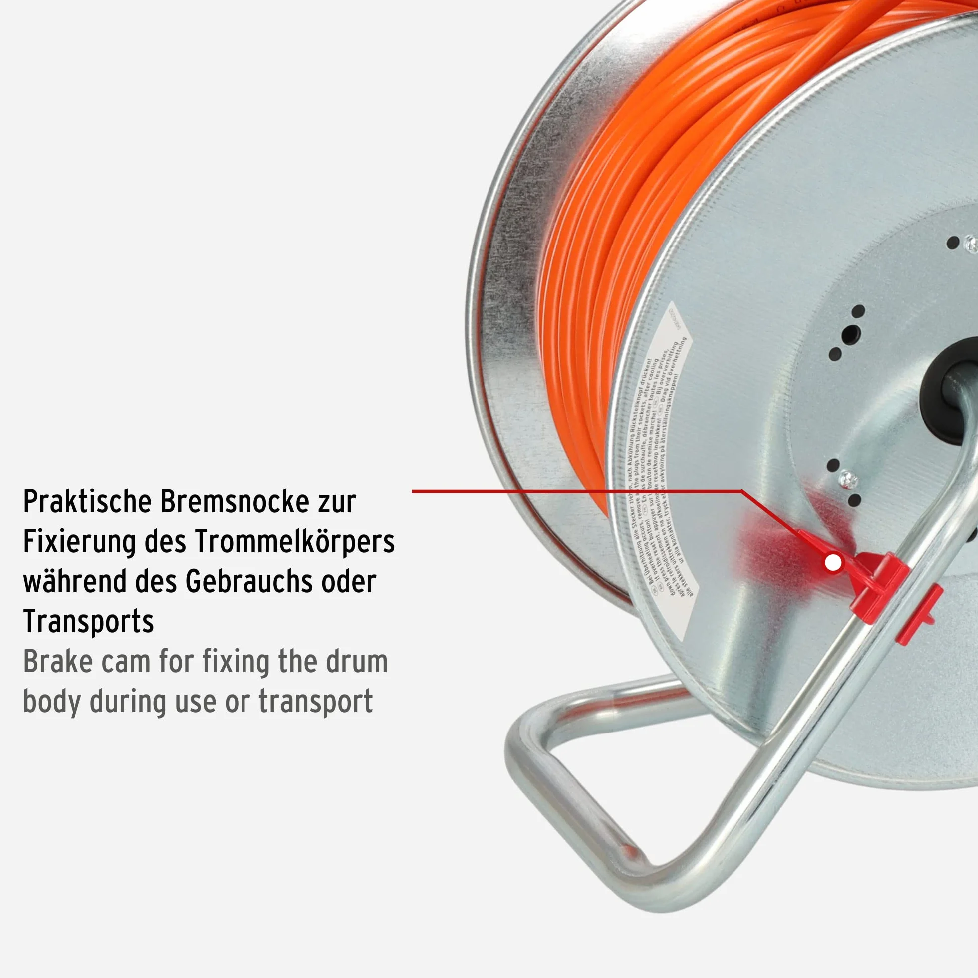 Brennenstuhl Garant S V2 IP44 bęben kablowy 50 m, do użytku na zewnątrz, certyfikat TÜV-Süd (wyprodukowano w Niemczech, kabel w kolorze sygnałowym, pomarańczowy, blacha stalowa, krótkotrwałe