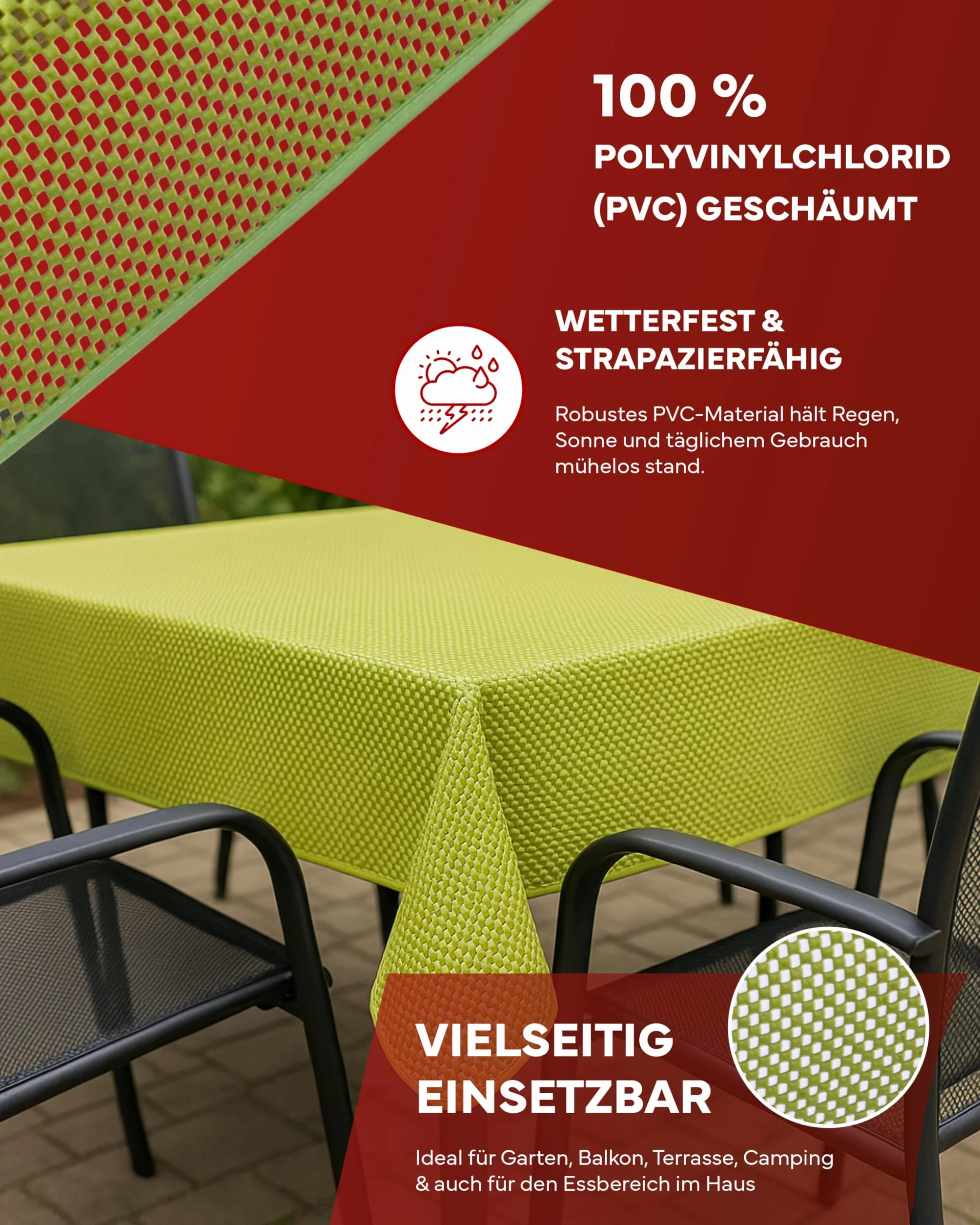 Obrus ogrodowy okrągły 140 cm zielony antypoślizgowy piankowy