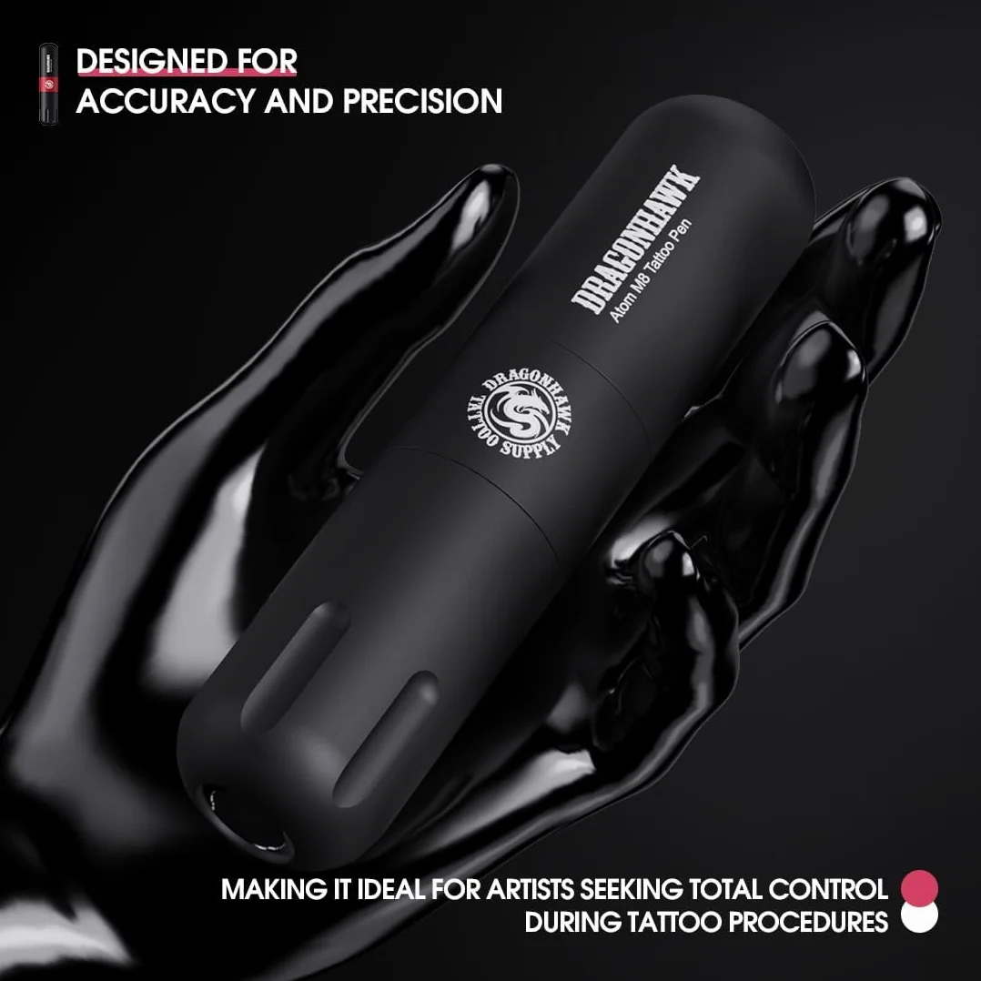 Dragonhawk Tattoo Machine Set Wireless Rotary Tattoo Pen Machine Motor Gun Wireless Battery Power Supply with RCA Jack Tattoo Cartridges Needles for Tattoo Beginners