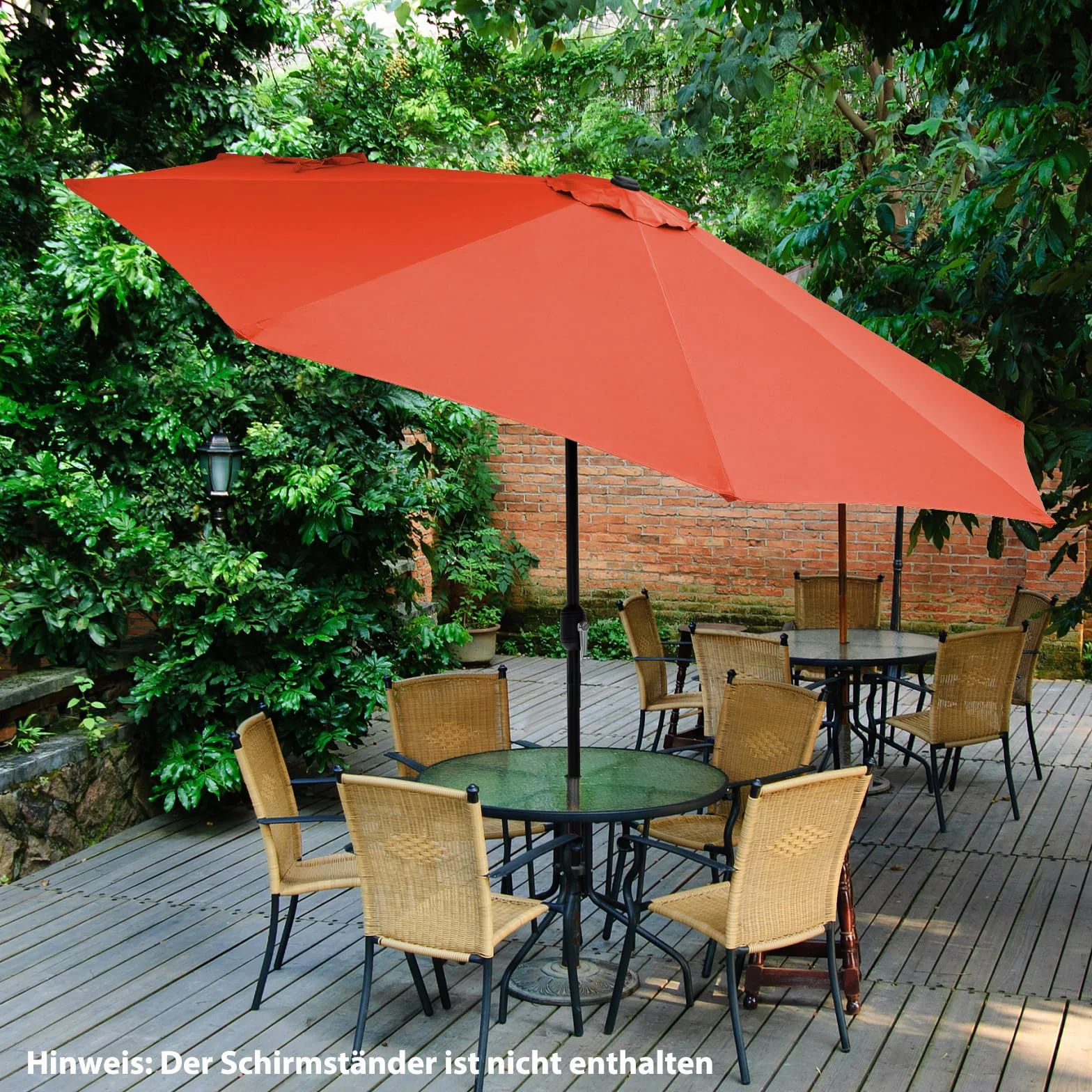 COSTWAY Parasol przeciwsłoneczny 300 cm, parasol ogrodowy z korbą, obustronnie zginany o 25°, parasol tarasowy z 8 żebrami, parasol targowy do ogrodu, na balkon, taras, pomarańczowy