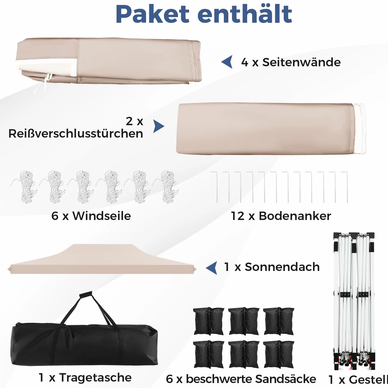 COSTWAY Pawilon składany 3x6 m z 6 ścianami bocznymi i 6 workami na piasek, wodoszczelny, ochrona UV 50+, namiot imprezowy