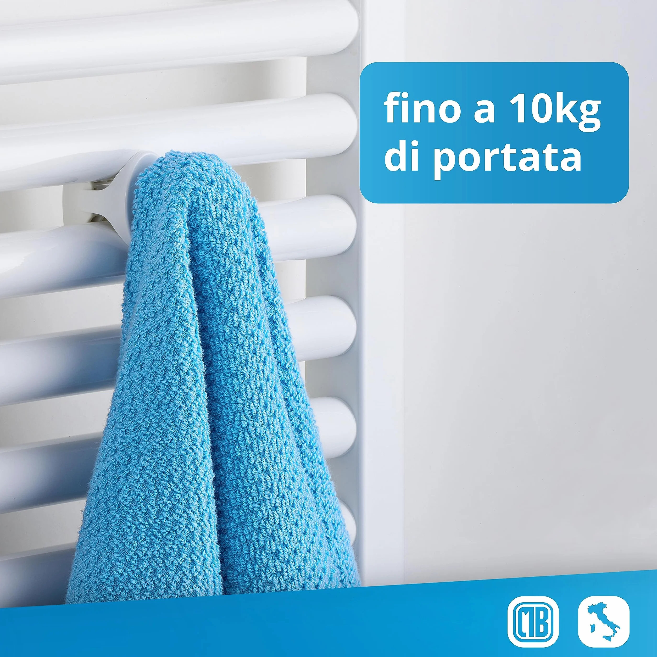 Para Handy Grip - Wieszaki na ręczniki, do montowania bezpośrednio na grzejniku łazienkowym białe