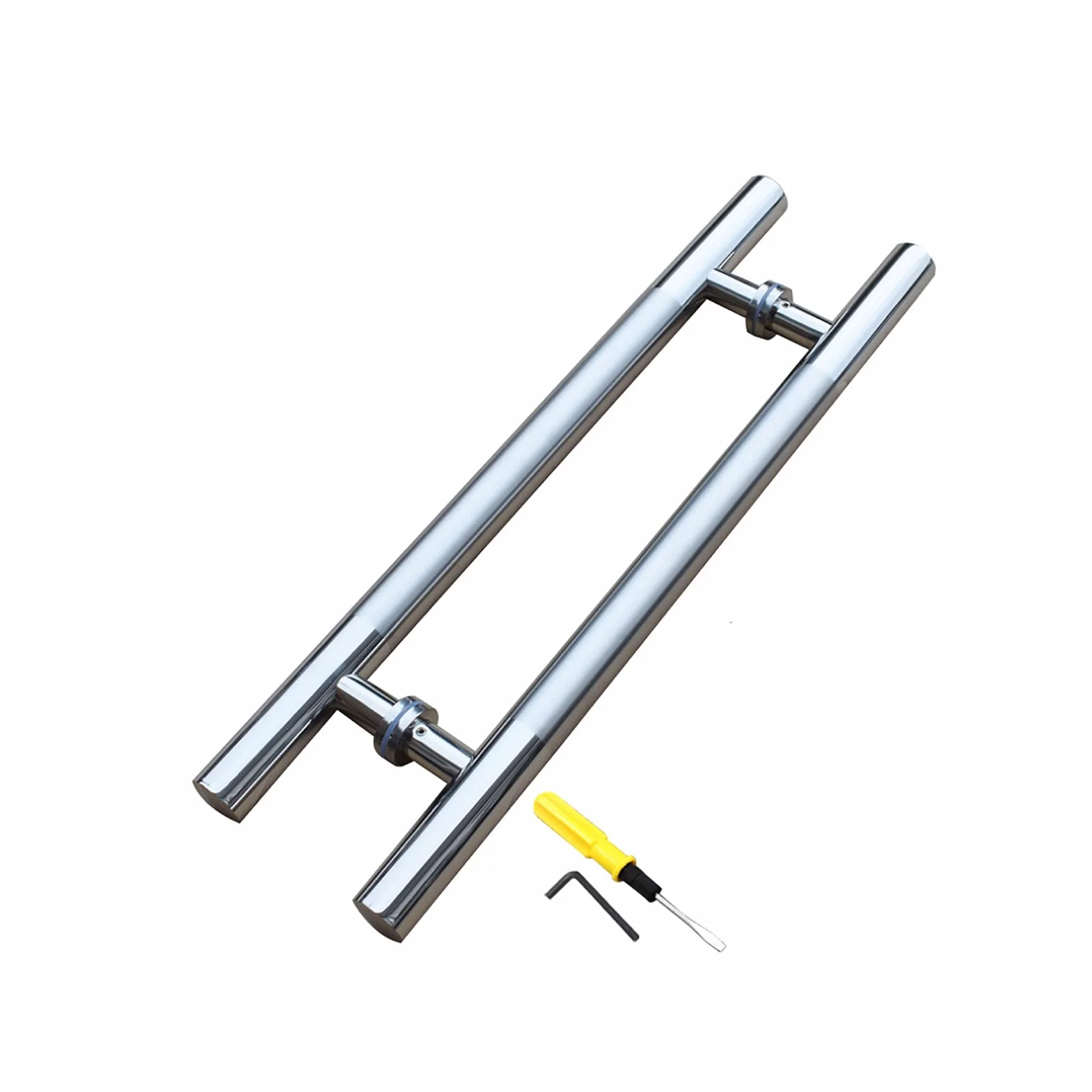 Klamka ze stali nierdzewnej do drzwi szklanych - 50 cm polerowana kwadratowa rura konstrukcja z systemem Push & Pull do drzwi drewnianych, nowoczesna instalacja dwustronna, herra