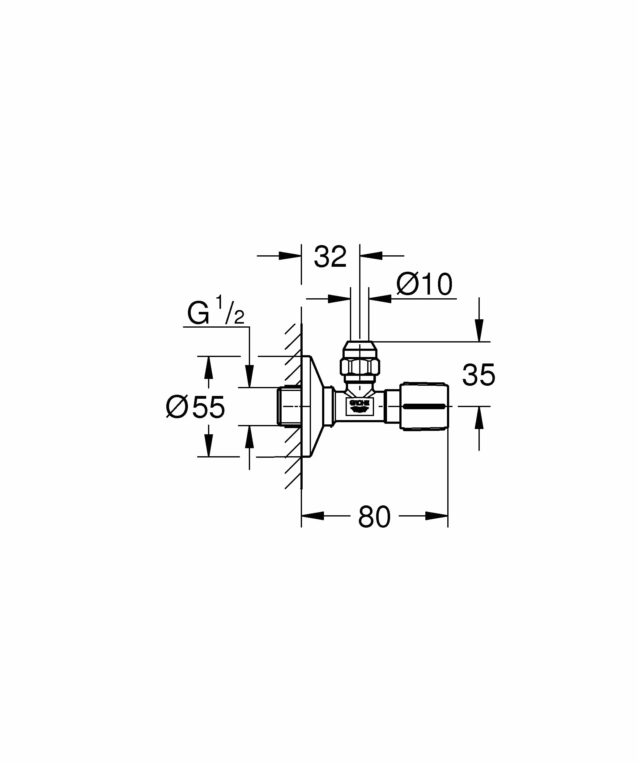 GROHE 22045000 zawór kątowy 1/2" x 3/8" armatura, chrom