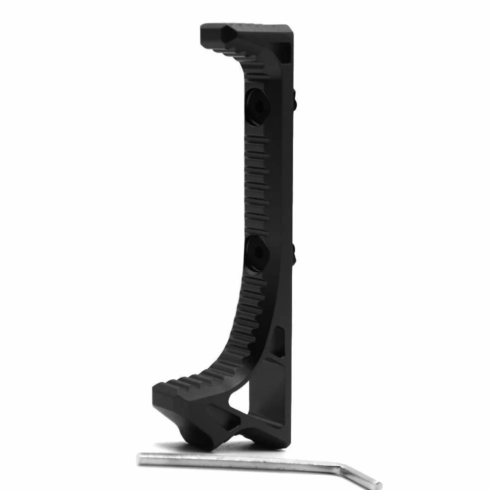 TRIROCK Black Tactical Aluminum Link Curved Angled Hand Stop fits M-LOK handguard rail system