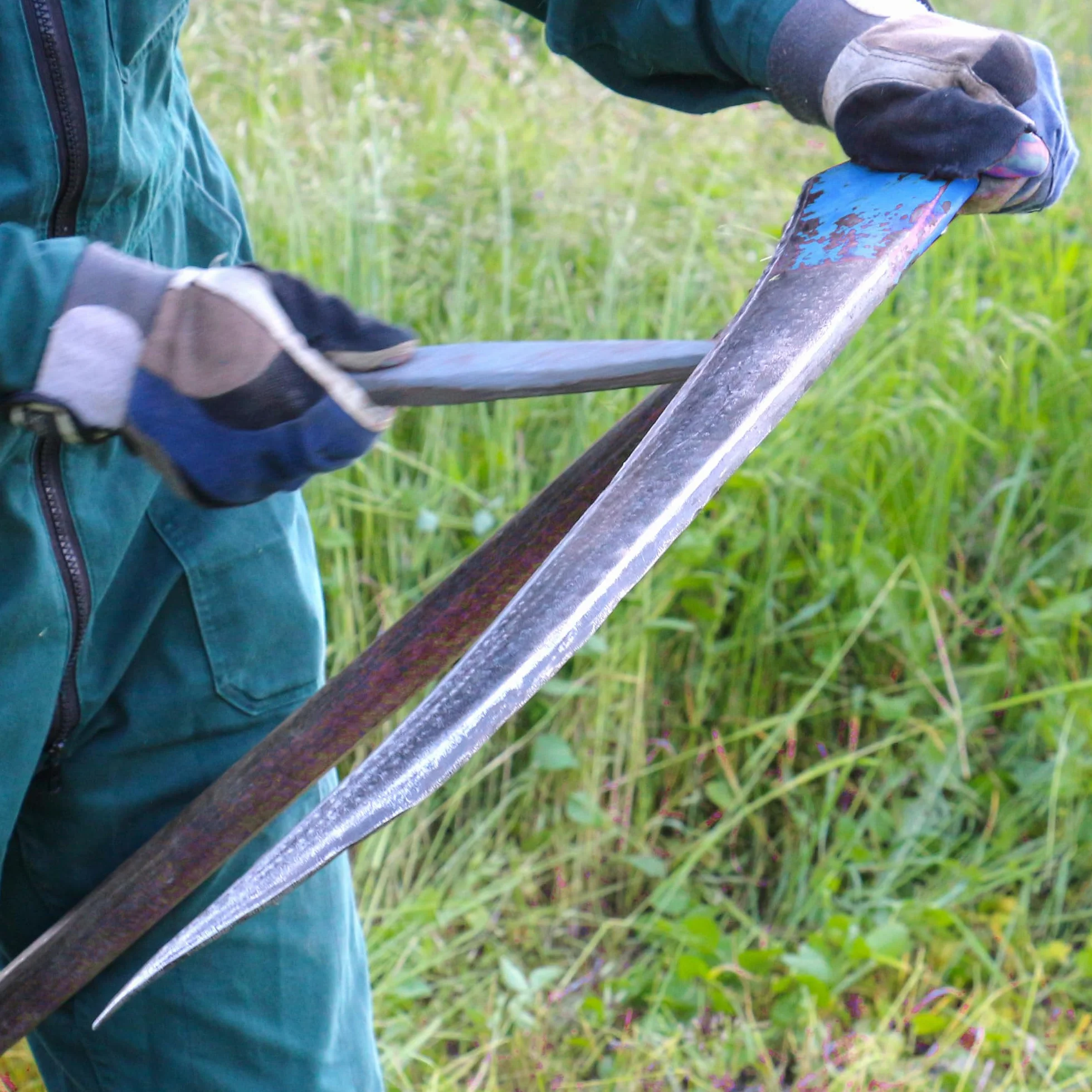 Kosa Ręczna Do Trawy 90 cm Ostrzona Metalowa Stalowa Sierp Ogrodowy