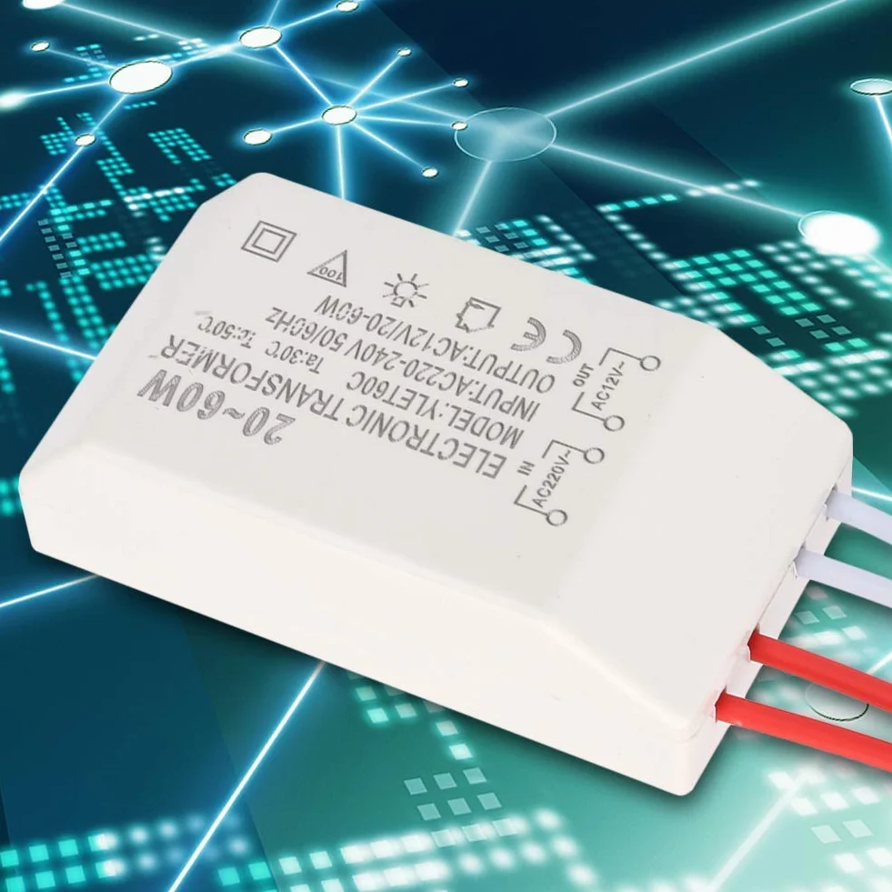 Jeffergarden Przetwornica Napięcia AC 220V na 12V, Transformator Elektroniczny 20-60W, do Lamp Halogenowych G4