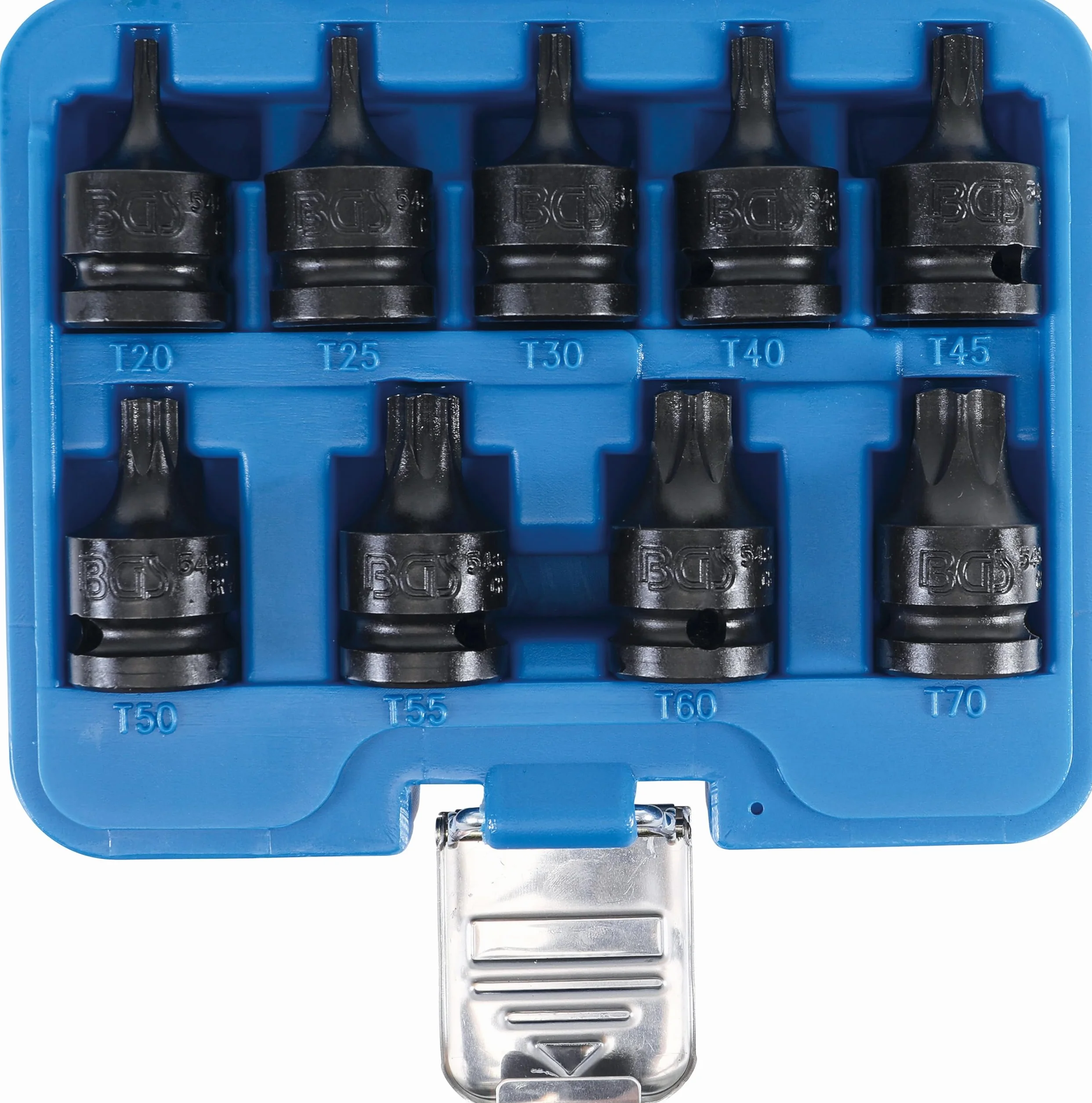 BGS 5486 | Zestaw nasadek udarowych do bitów | 12,5 mm (1/2") | profil T (do Torx) T20 - T70 | 9 szt.