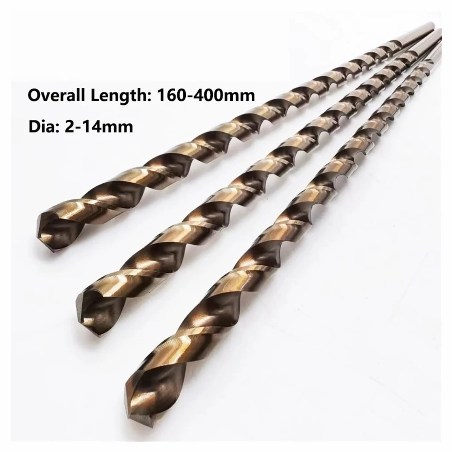 Wiertło Spiralne HSS M35 Z Długim Trzonkiem Kobaltowym, 1 Sztuka, Średnica 2-14 Mm, Długość 160-400 Mm, Do Stali Nierdzewnej, Stali Stopowej I Żeliwa(10x200mm)