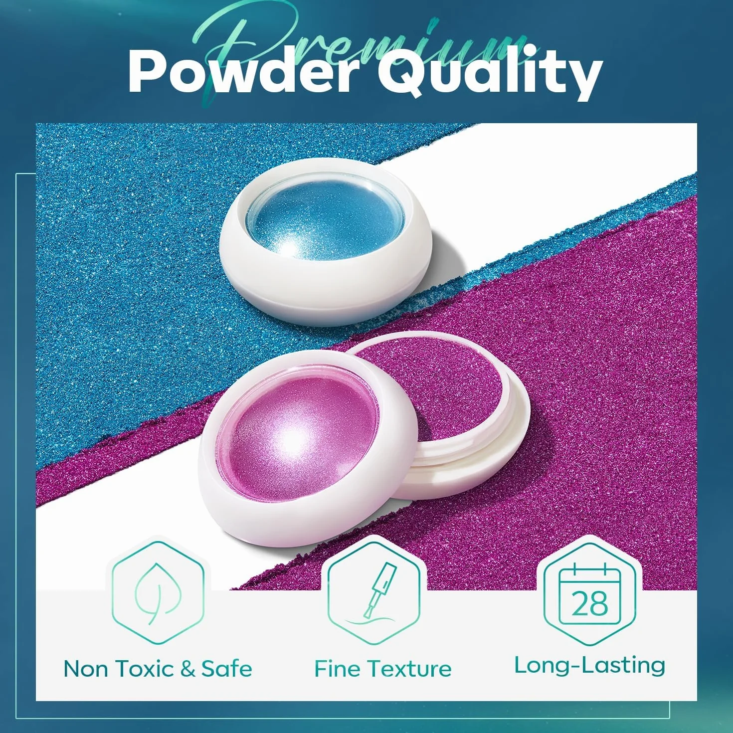 Modelones Chromowany puder do paznokci Glitzer Nail Art Glitzer Powder do salonu DIY - zestaw 25 szt. 3