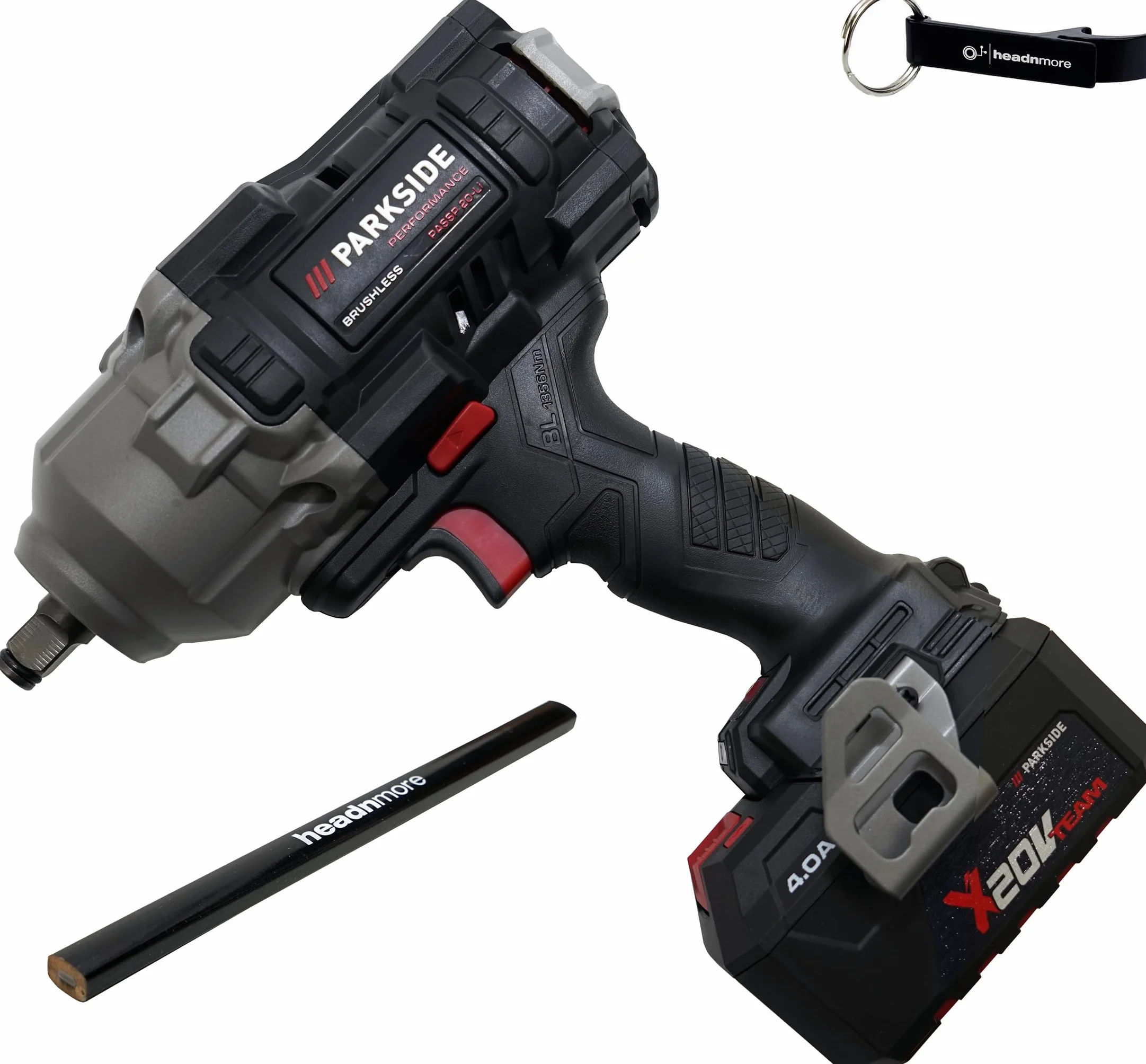 HEADNMORE Oferta dla PARKSIDE PERFORMANCE 20 V akumulatorowa wkrętarka udarowa 1356 Nm 1/2" w zestawie akumulator 4 Ah i ładowarka – X 20 V Team (+ skarpety robocze)