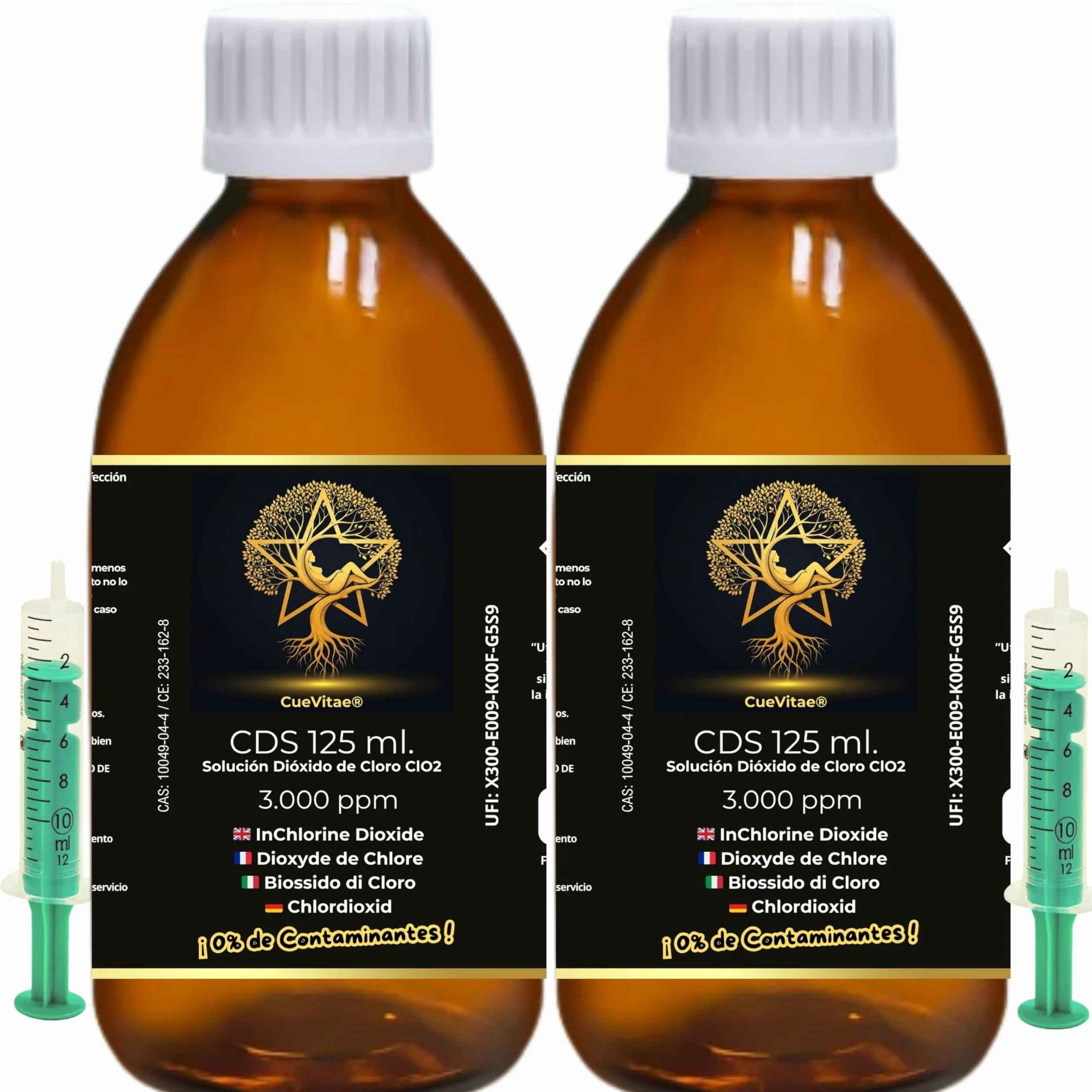 2 x 125 ml. CDS/CDL 3000 PPM (250 ml) | Najnowsza produkcja dwutlenku chloru | Produkt już aktywowany | Gotowy do dozowania | W tym Dozownik zapewniający większą precyzję