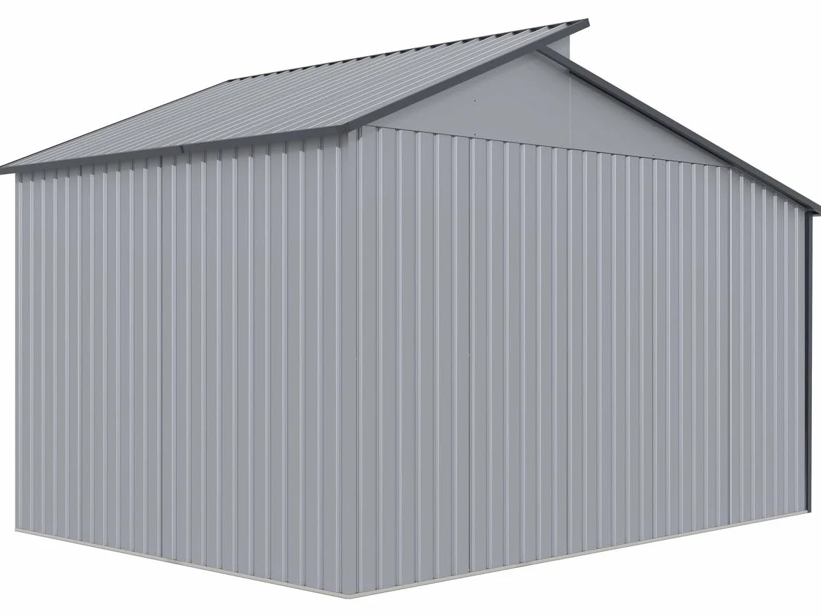 Szopa ogrodowa Madras metalowa z pergolą 9.12 m² 355 x 257 x 237 cm szara