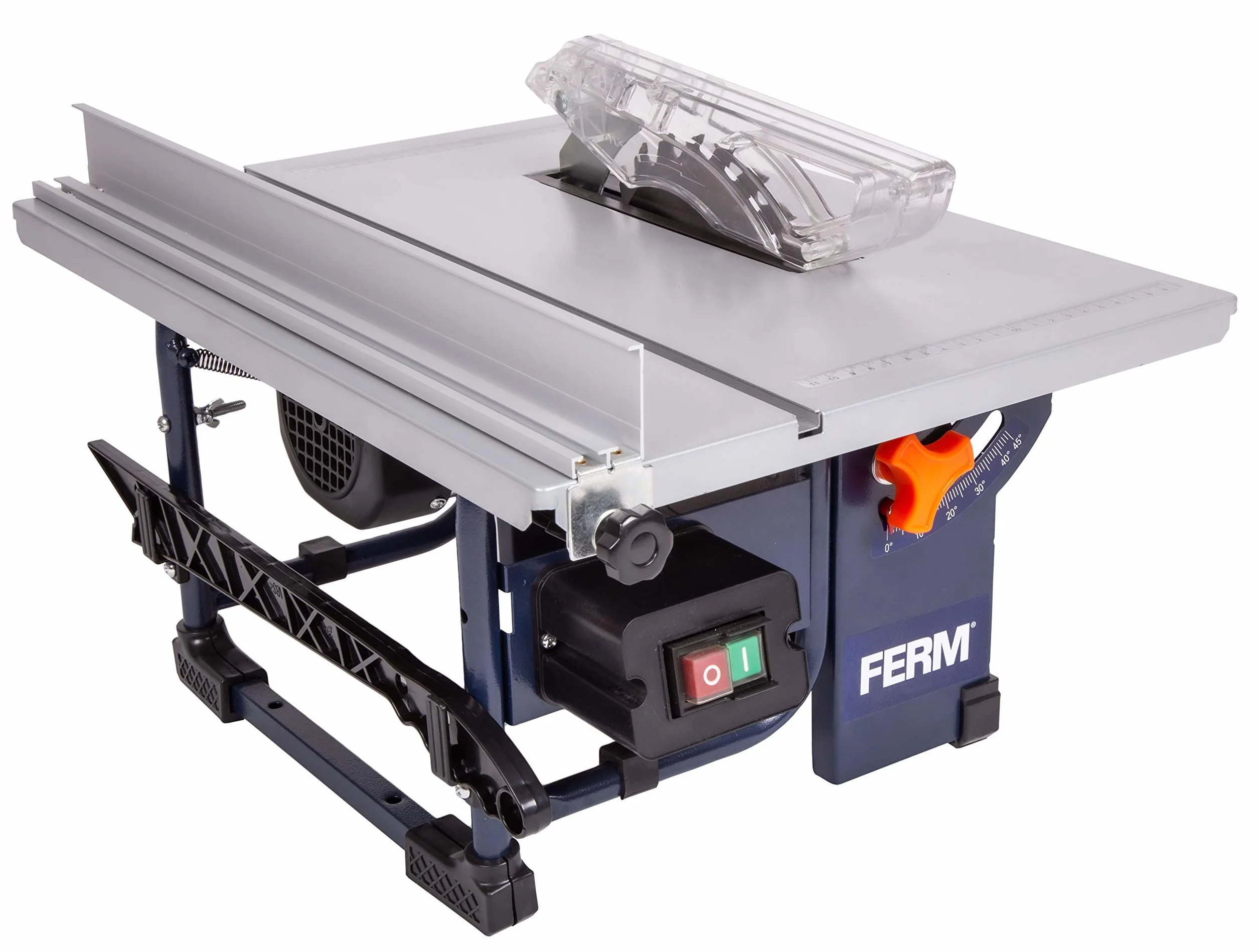 FERM Stołowa piła tarczowa 800 W – w zestawie Ø 200 mm brzeszczot 24-Z, prowadnica ukośna, prowadnica równoległa, drążek do pchania i przyłącze odkurzacza