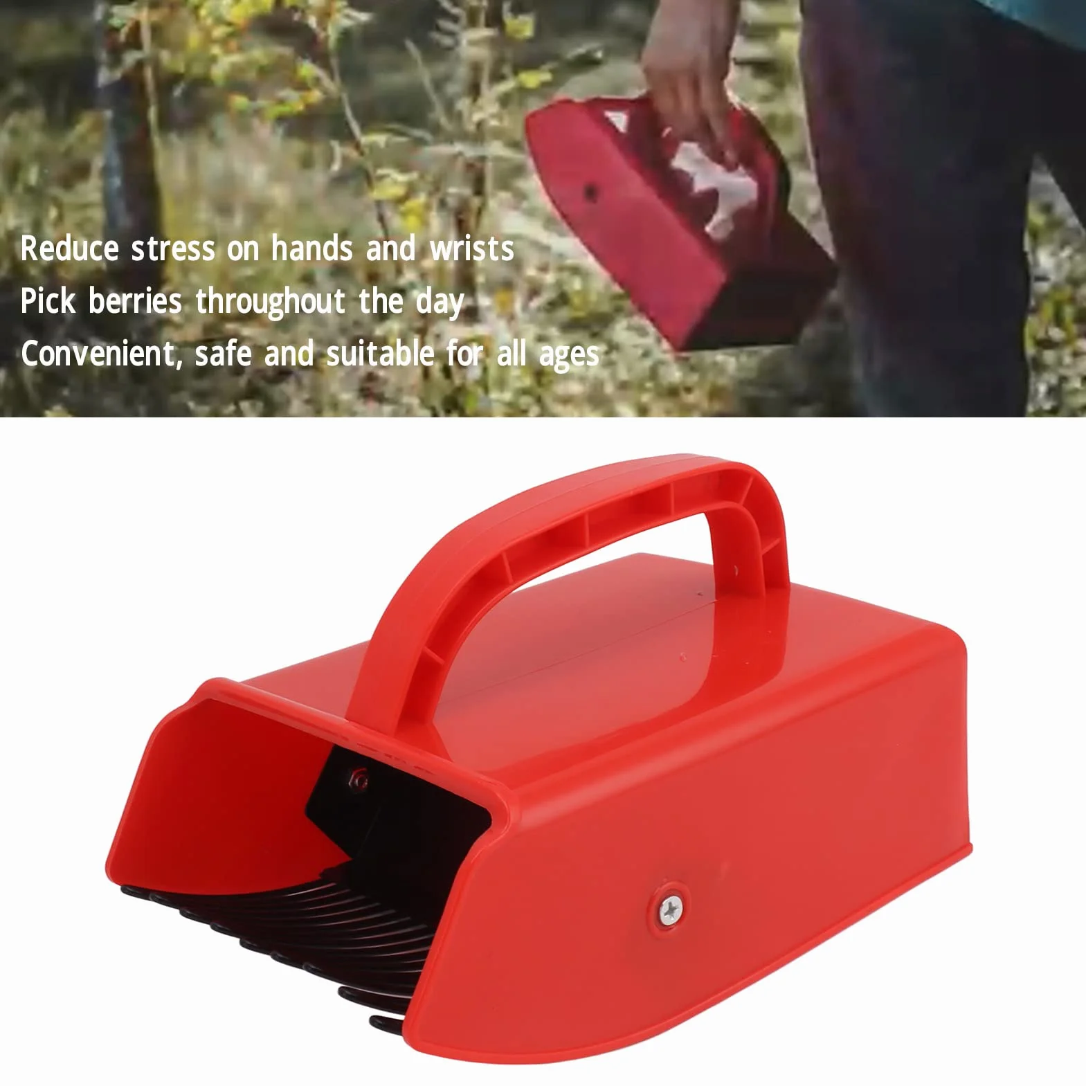 Zbieracz Jagód z Metalowym Grzebieniem, Plastikowa łyżka do Zbierania Jagód z Ergonomicznym Uchwytem, ​​grabie do Zbierania dla łatwiejszego Zbierania Jagód, łatwiejsza łyżka do