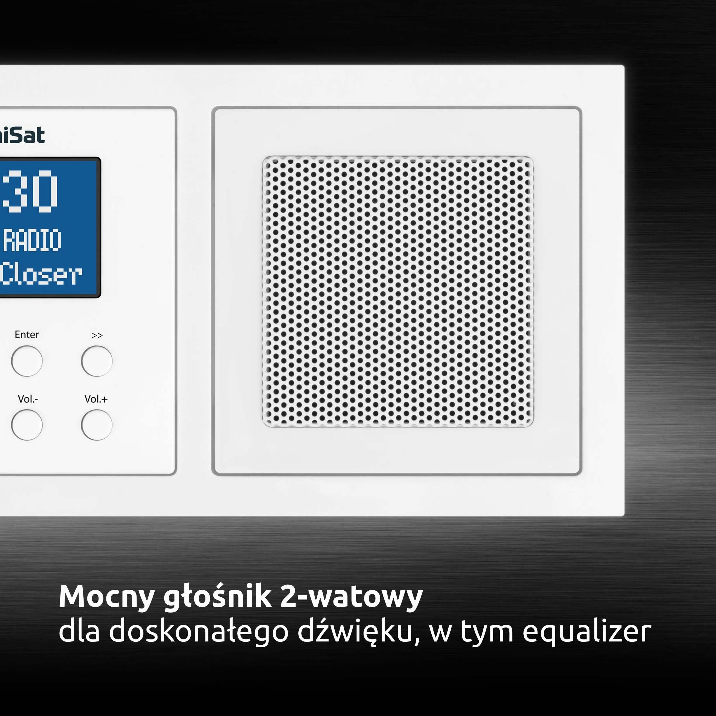 TechniSat DIGITRADIO UP 1 - radio podtynkowe DAB+ do montażu w dowolnej podwójnej puszce podtynkowej (odbiór DAB, FM, Bluetooth, przyciemniany wyświetlacz LCD, budzik, wyłącznik czasowy, moc 2 W RMS)