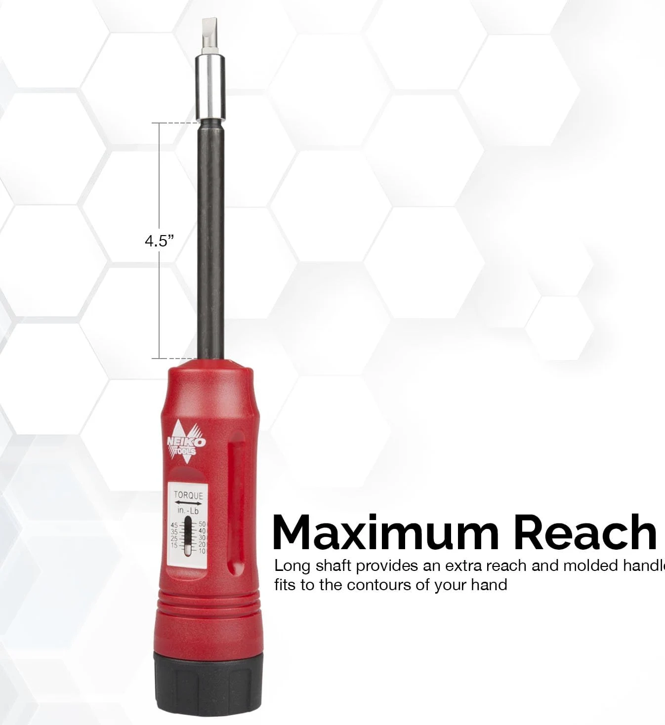 NEIKO 10573B Zestaw wkrętaków dynamometrycznych 1/10.2 cm, 20 bitów sześciokątnych, 10 do 127.0 cm-Lbs, śrubokręt z długim chwytem, klucz dynamometryczny, regulowany śrubokręt dynamometryczny do HVAC