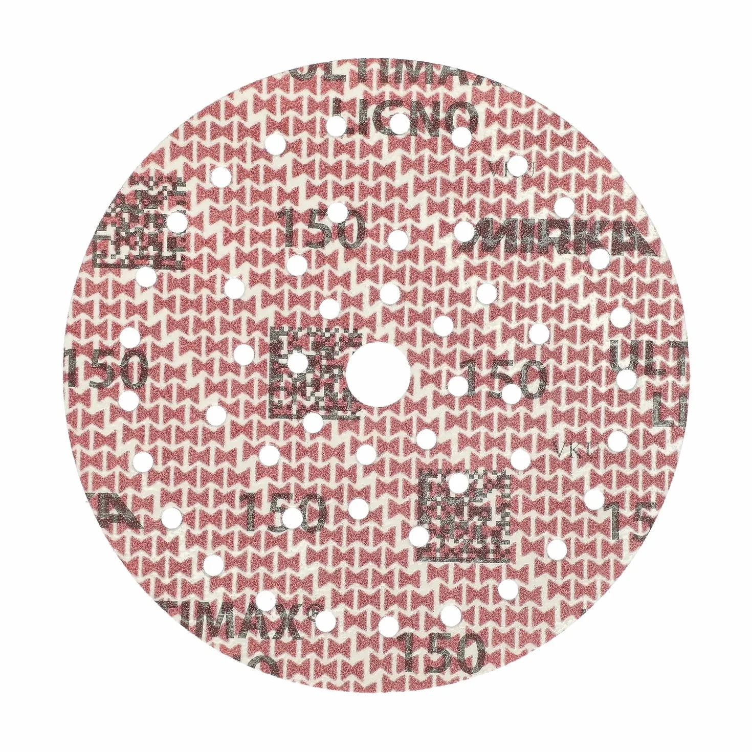 Mirka abrasive sheets Ultimax Ligno 125 mm rzep Multifit | Tarcze szlifierskie Mirka Ultimax Ligno 125 mm z ziarnem 150 do drewna wielootworowe rzep Multifit 100 sztuk