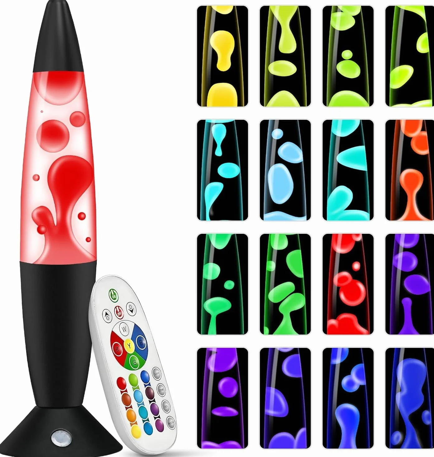 Lampa lawowa dla dzieci ze zmianą koloru, lampa lawowa, dla dorosłych, 17 kolorów, lampka nocna LED, relaksująca, idealna do sypialni, salonu, jako dekoracja domu