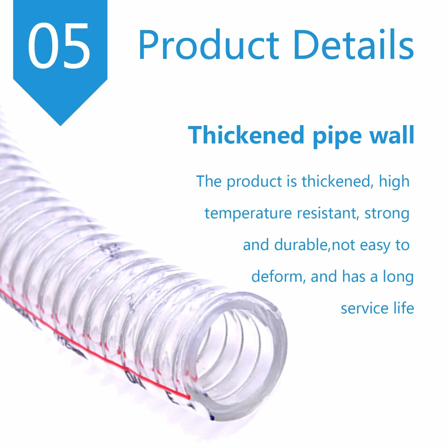 Rura drenażowa węża z drutu stalowego PVC | Elastyczny wąż wzmocniony drutem stalowym o pogrubionej ściance do przesyłu powietrza i oleju wodnego(Thickness:3mm)